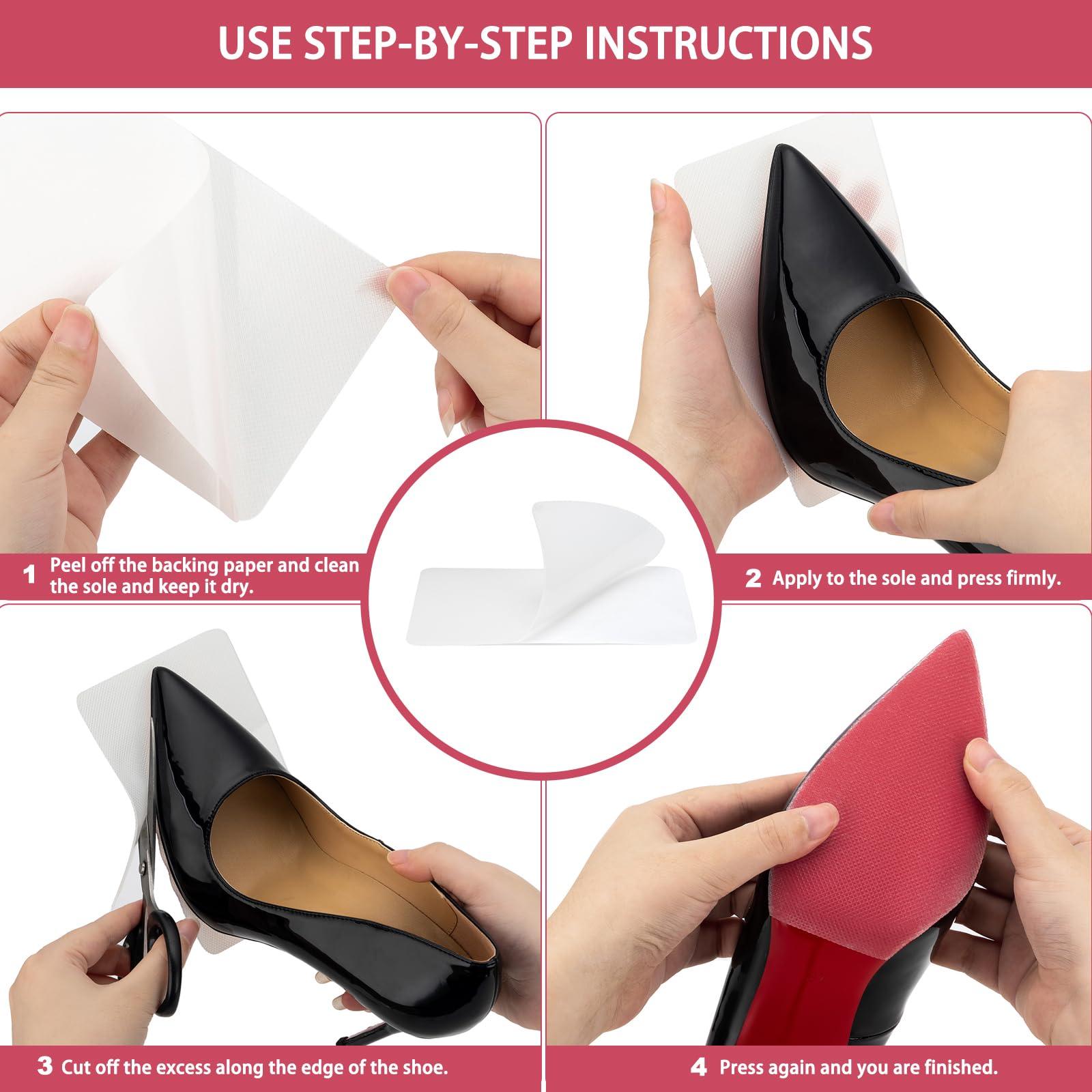 GADEBAO GADEBAO Shoe Sole Protector, 4 Pcs Self Adhesive Shoe Bottom Protector for High Heels, Silicone Anti Slip Shoe Grips on Bottom of Shoes, Sole Guard Non Slip Pads for Shoes (Medium, 6\" by 4\", Clear)