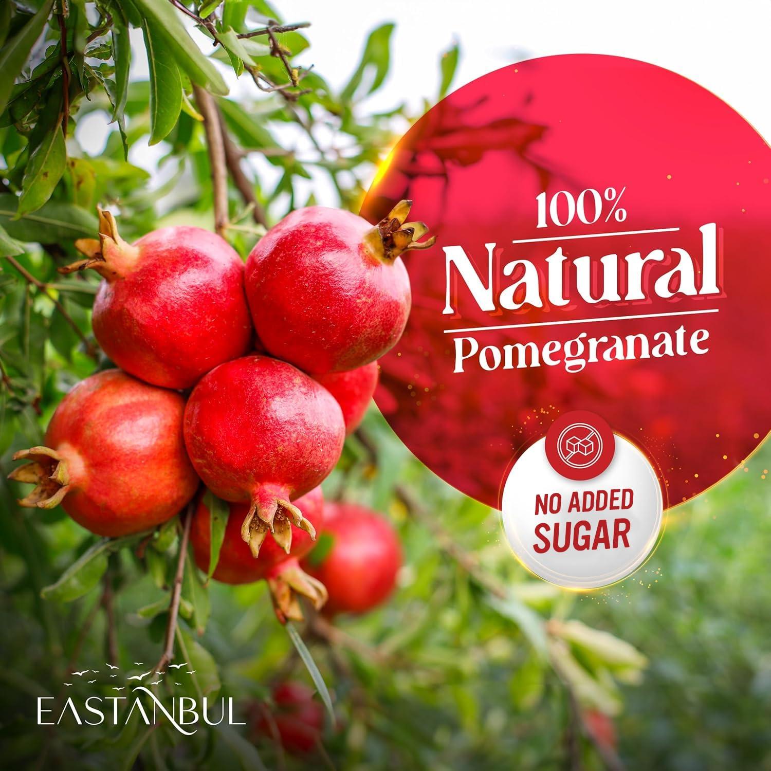 Eastanbul Eastanbul Pomegranate Molasses, 12.35oz, No Added Sugar, Mediterranean Pomegranate Syrup, Nar Eksisi Sweet and Sour Sauce, 100% Natural, Concentrate, Vegan Sauce, Paste, Salad Dressing, No Additives
