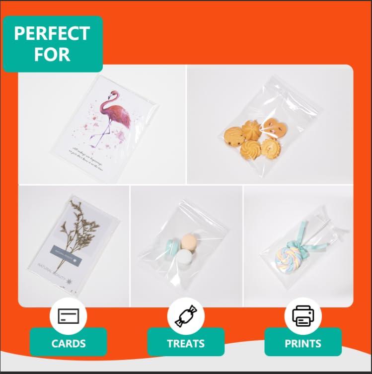 iMailer iMailer - 1000 Pcs - 5\" x 7\" Resealable Cellophane Bags- Self Sealing Clear Cello Bags for A2 A4 A6 Cards & Envelopes, Photo, Prints, Candies