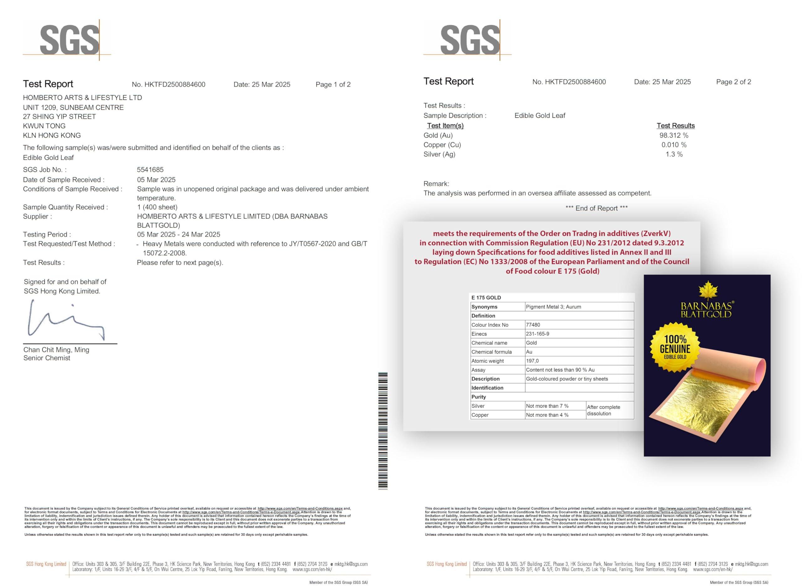 BARNABAS BLATTGOLD Barnabas Blattgold Genuine Edible Gold Flakes,150mg/Jar, Edible Gold Leaf for Cake Decorations, for Baking, for Drinks and for Food