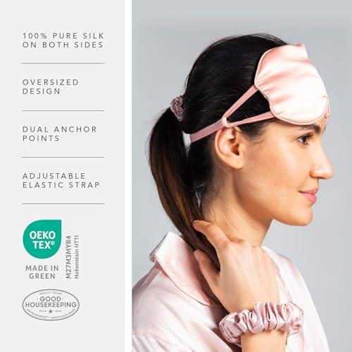 Fishers Finery Fishers Finery 25 Momme Pure Mulberry Silk Sleep Eye Mask with Adjustable Strap (Black)