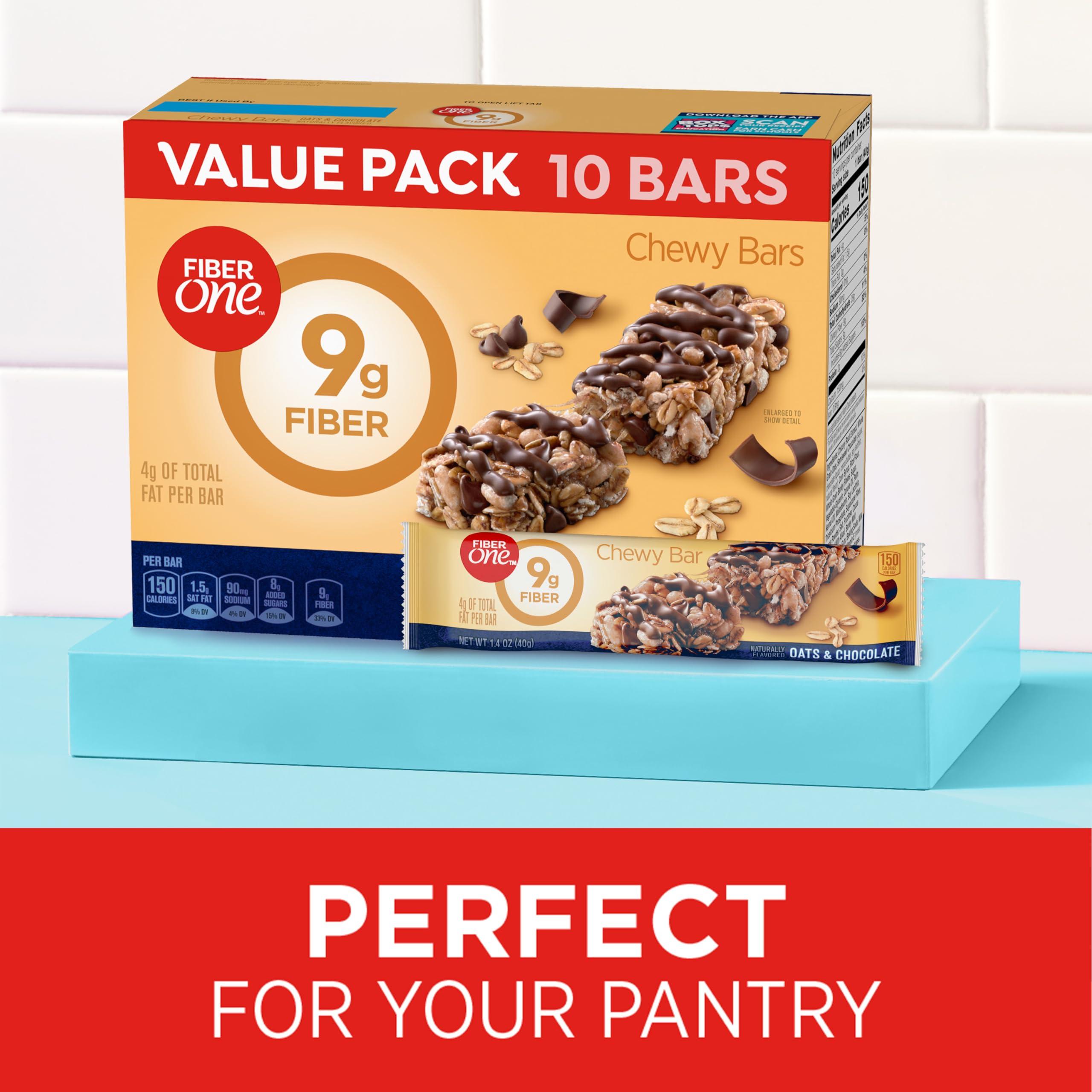 Fiber One Fiber One Chewy Bars, Oats & Chocolate, Fiber Snacks, 14.1 oz, 10 ct