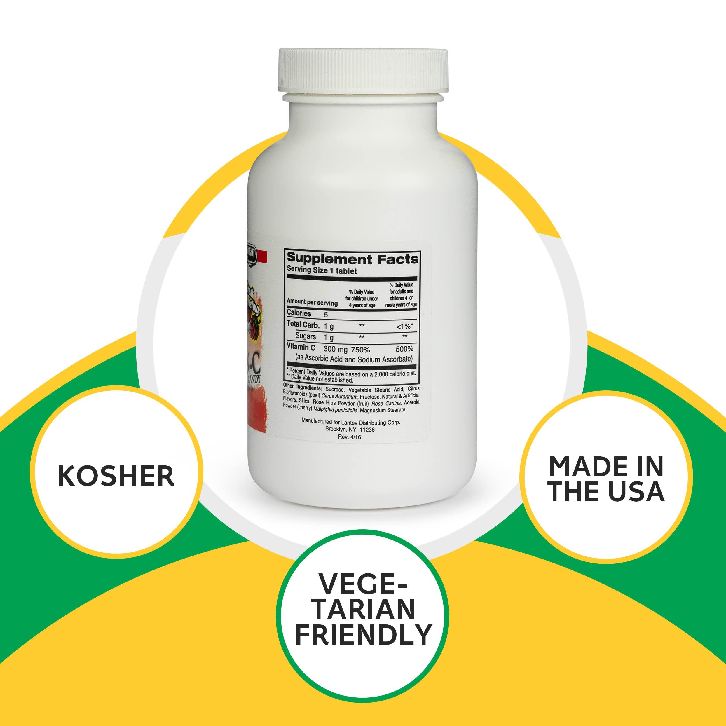 Landau Landau 300mg Chewable Vitamin C Candy for Kids & Adults Easy-to-Take Vitamin C Supplement with Acerola Kosher & Made in The USA Great Tasting Berry Flavor, 100 Tablets