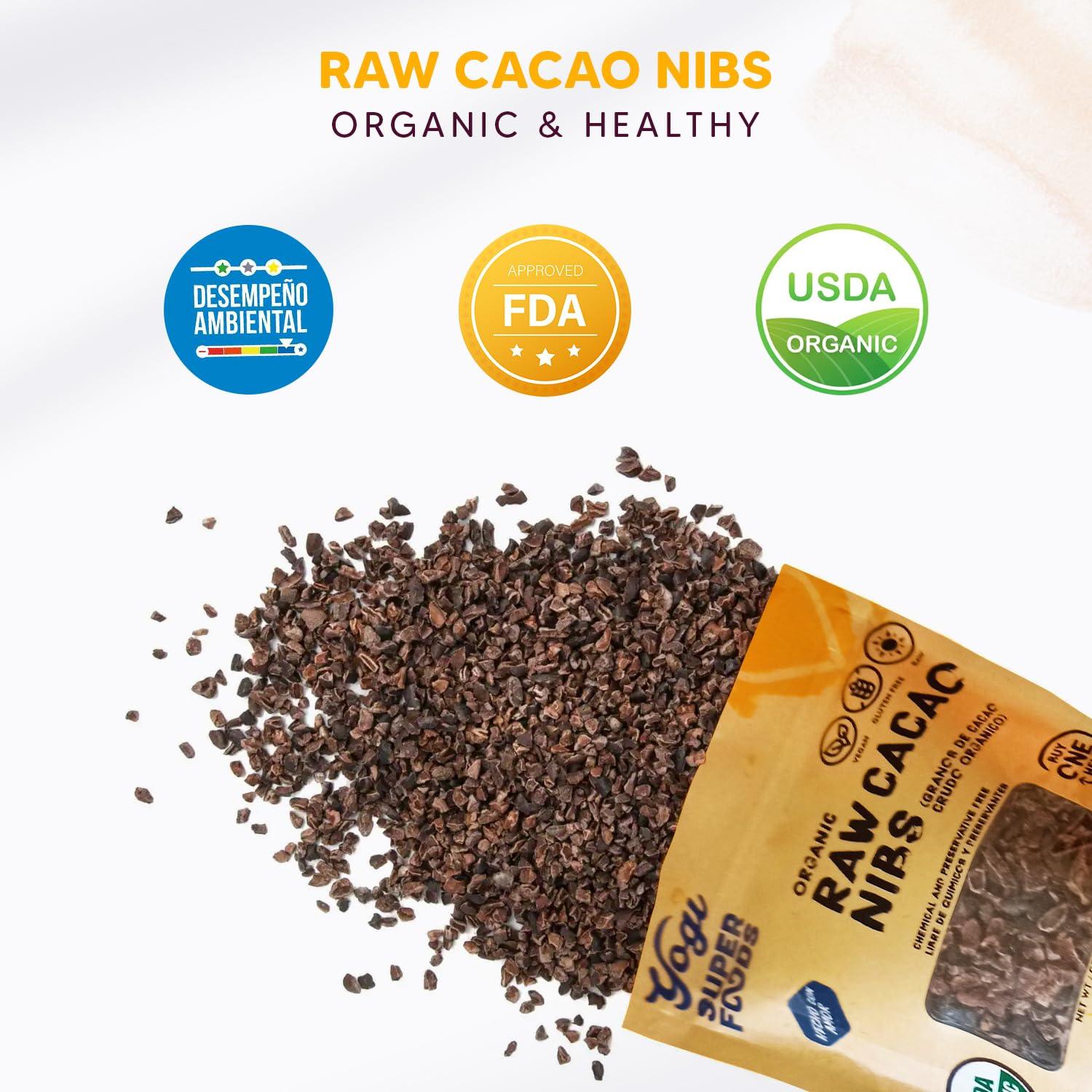 Yogi Super Foods Yogi Super Foods Organic Raw Cacao Nibs, Unsweetened Chocolate Substitute With No Artificial Sugar or Sweeteners, Anti Aging Antioxidant Superfood - Vegan, Gluten Free & Organic