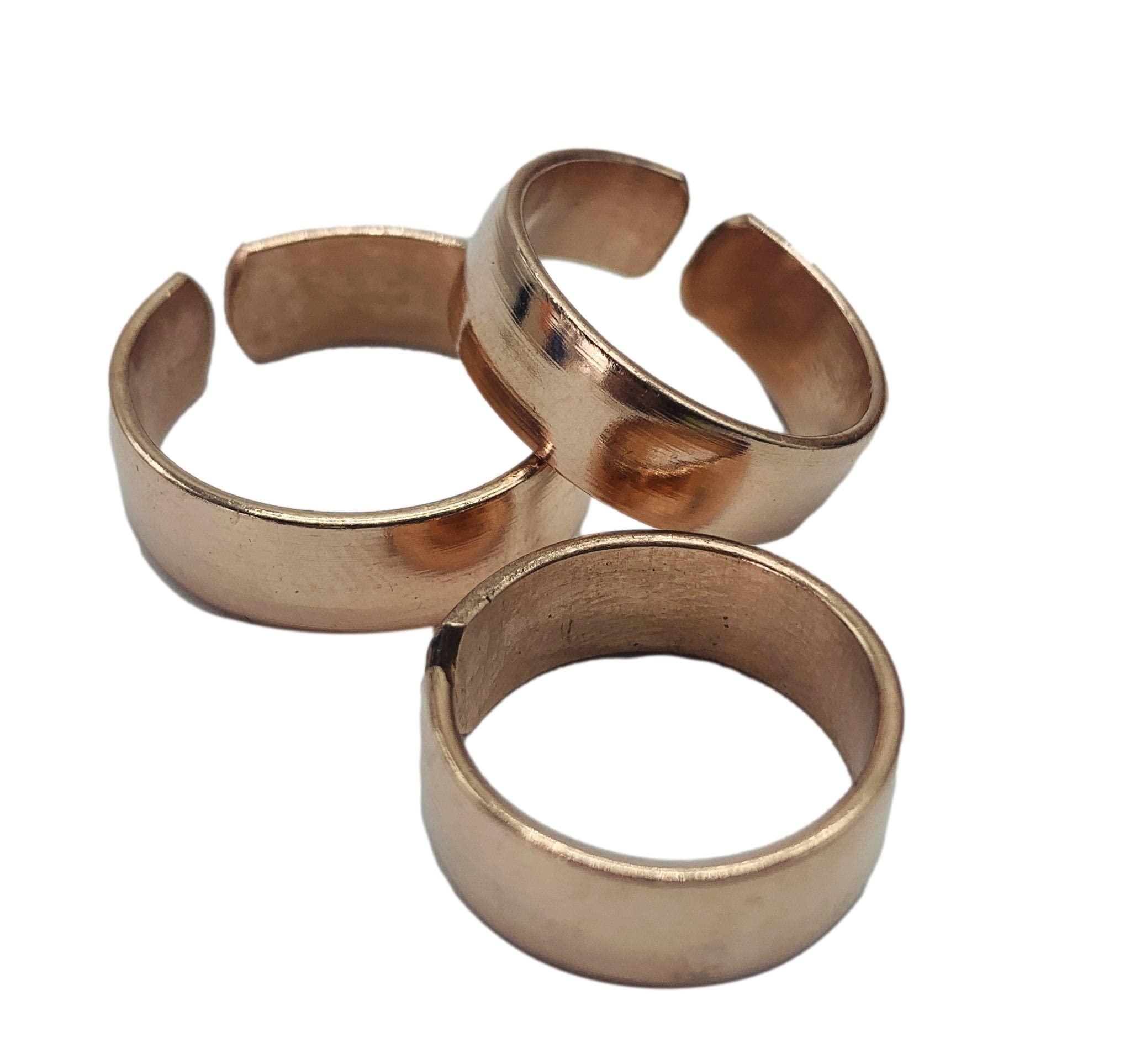 Healing Lama Set of 3 Hand Forged Pure Copper Rings. Made with 100% Pure Raw Untreated Copper. Helps Reduce Finger Joint Pain and Swelling. Tibetan Healing Medicine Ring Set. (Plain)