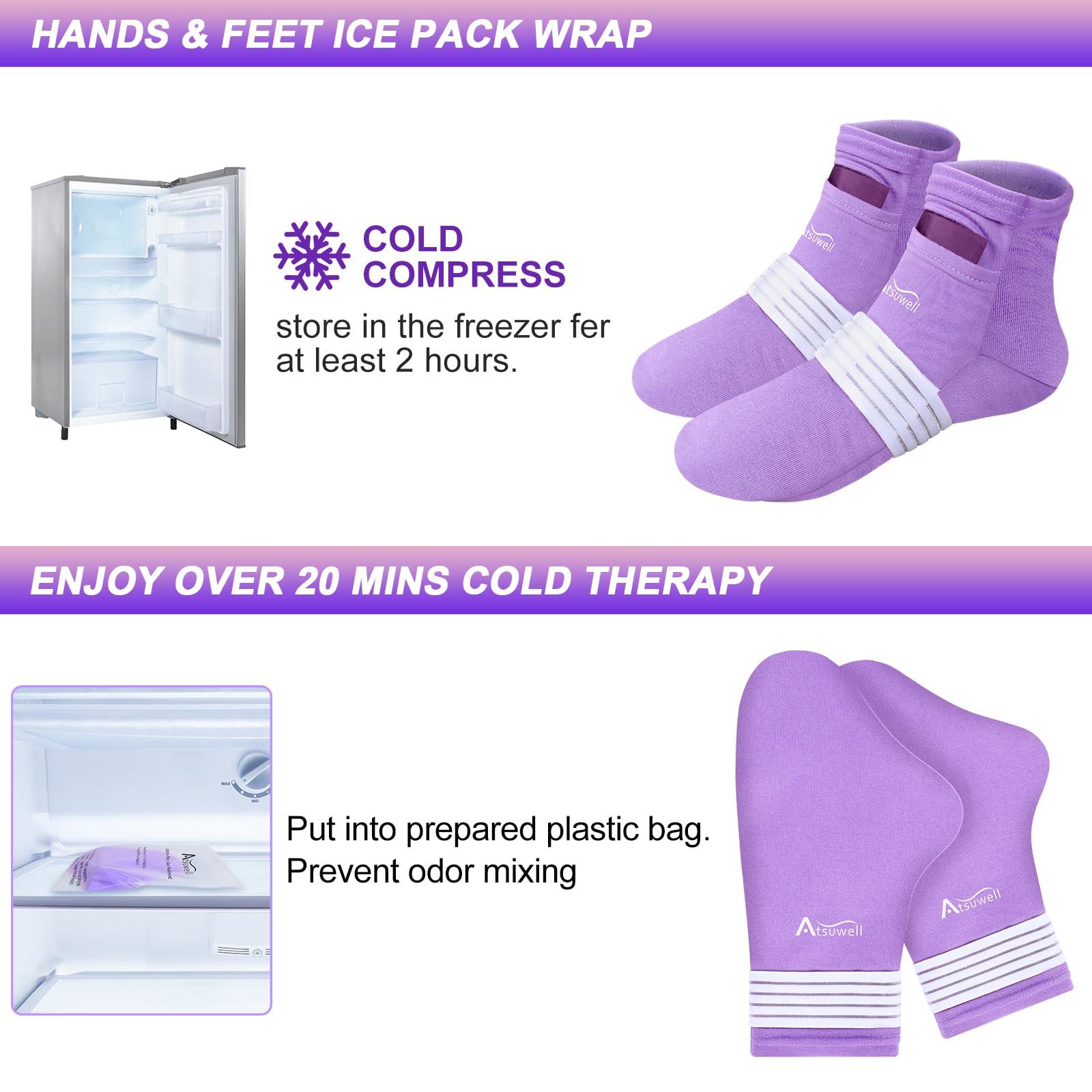 Atsuwell Atsuwell Foot Hand Ice Pack for Chemotherapy, Chemo Cold Gloves and Socks for Neuropathy, Cold Therapy Socks and Cold Gloves Comfort Items for Soothing Discomfort, Chemo Care Package Gift, L/XL