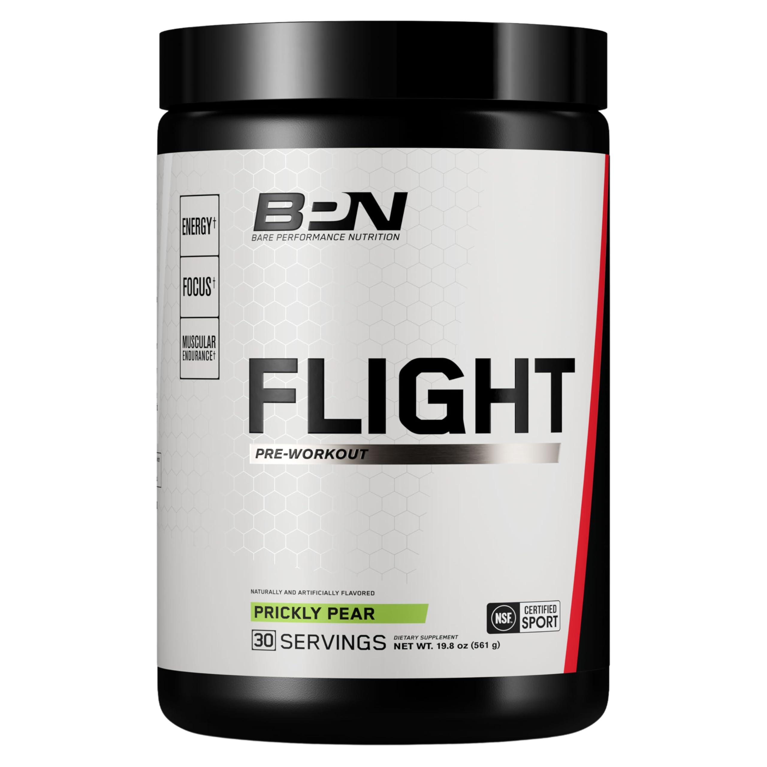 BARE PERFORMANCE NUTRITION BARE PERFORMANCE NUTRITION BPN Flight Pre Workout, Supports Energy and Mental Focus, Improved Endurance & Muscle Pumps with CarnoSyn Beta Alanine, Prickly Pear, 30 Servings