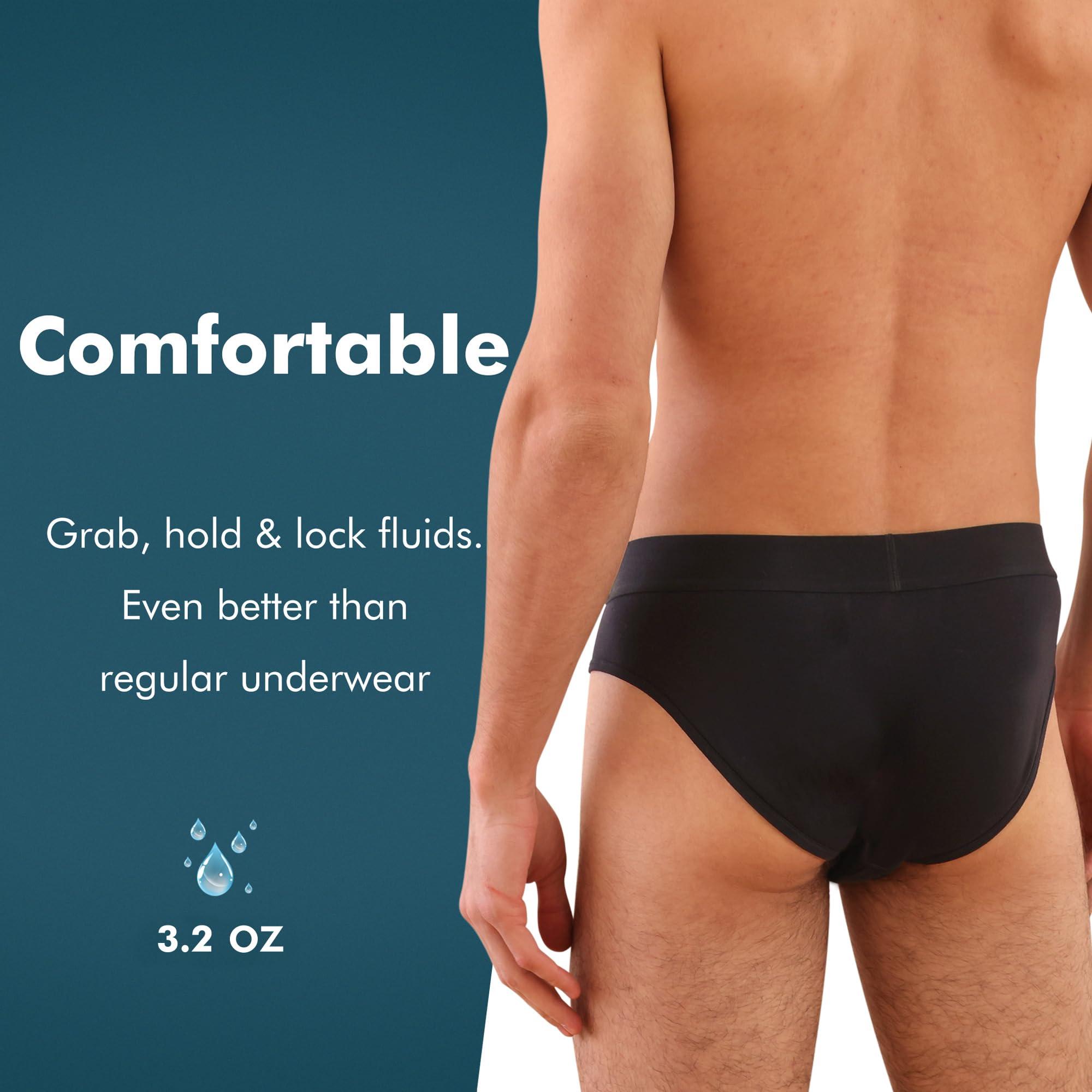 AIRCUTE AIRCUTE Washable Urine Incontinence Underwear for Men, Reusable Cotton Absorbency Leakproof Protective Briefs 90ML (Black, 3X-Large)