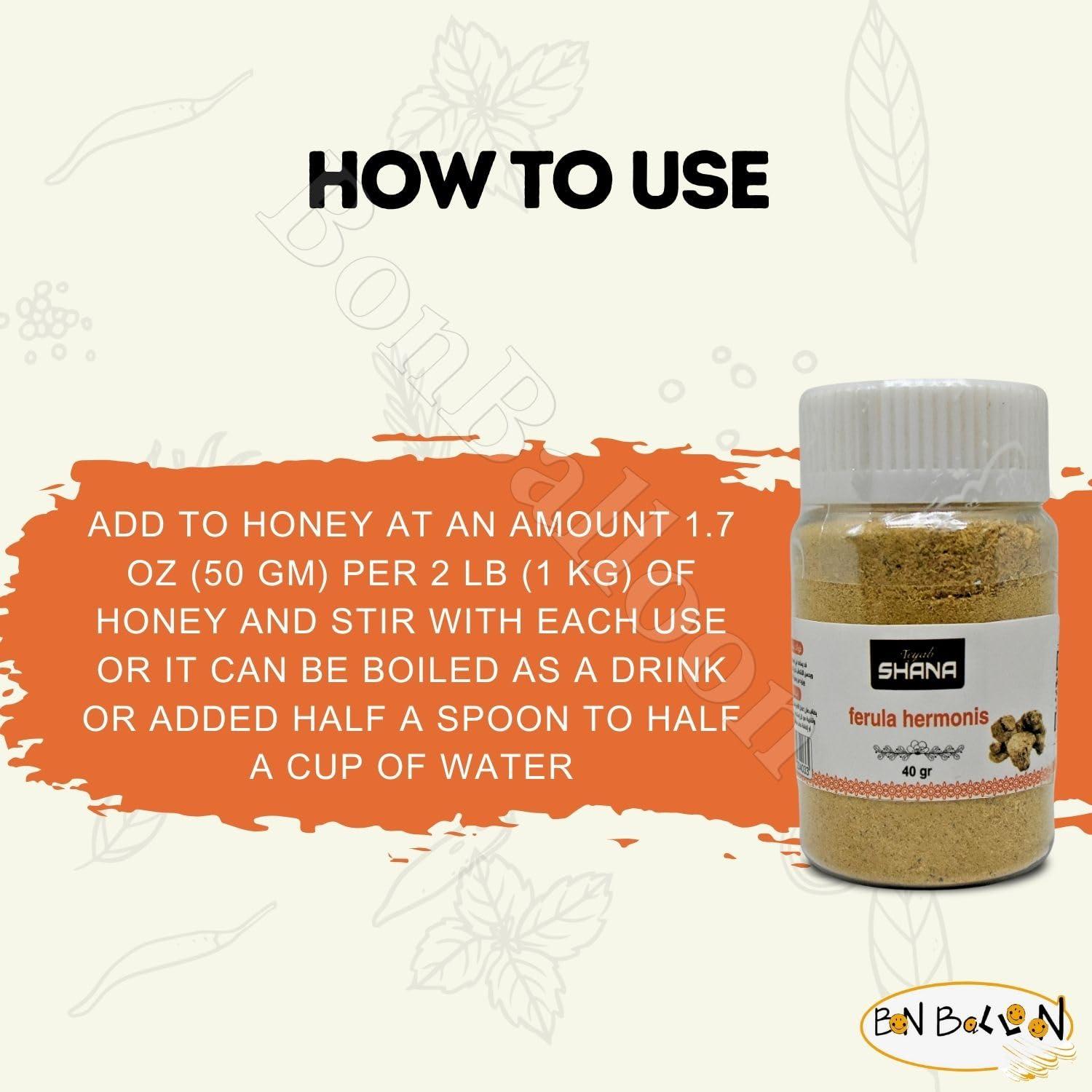 bonballoon Shana Sharsh Al Zaloua (Ferula Hermonis) Powder Egyptian Herbs Natural Herbal Middle East Egypt Arab No Preservatives No Gmo Kosher Halal Nature (3 Pack = 4.23 oz / 120 gm)