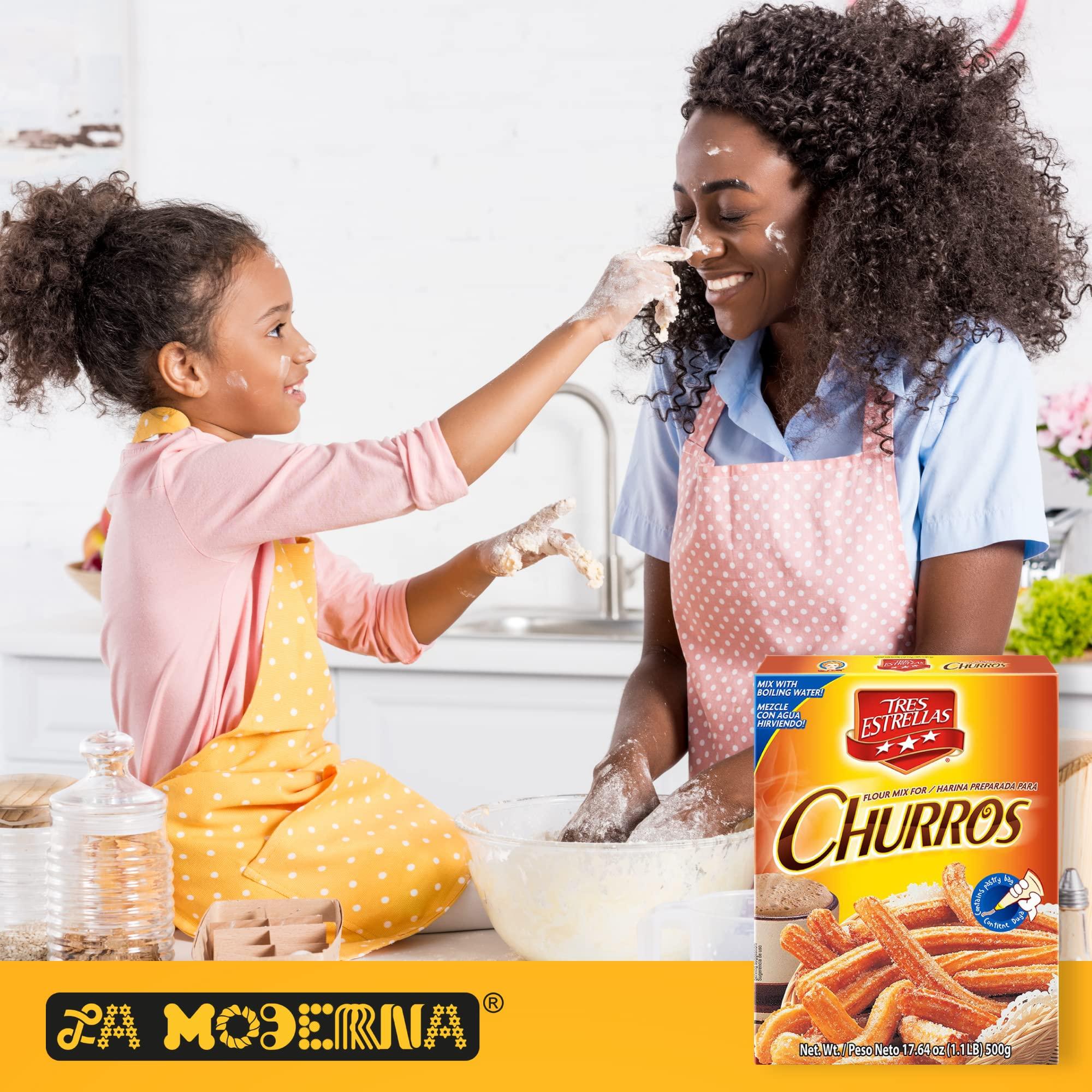 Tres Estrellas TRES ESTRELLAS, Harina preparada para Churros, Homemade, Churro Mix, Rpida y Fcil de Hacer, 17.6 oz, Pack de 12