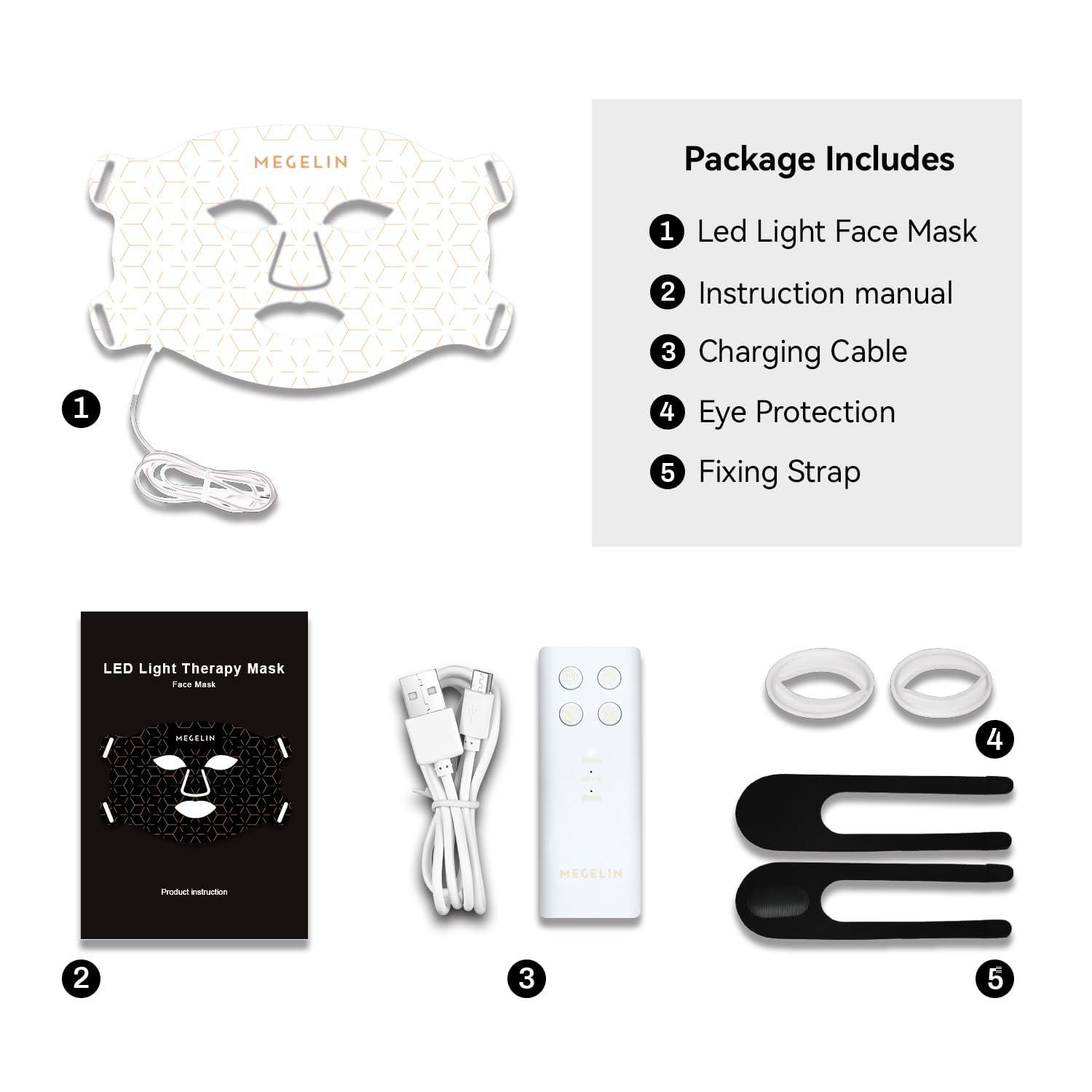 MEGELIN MEGELIN Led Red Light Therapy Mask,7 Colors Led Light Therapy Facial Mask