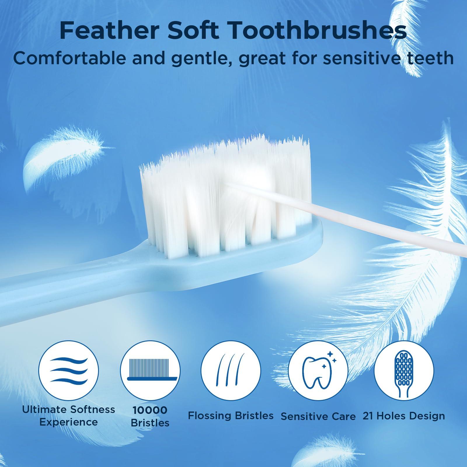 Oralphi Oralphi Extra Soft Toothbrush for Sensitive Gums, Compact Head Soft Bristle Toothbrush with 10000 Soft Flossing Micro Nano Bristles for Adults, Pregnant Women, Elderly, Braces