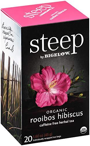 Bigelow Tea steep Organic Rooibos Hibiscus Herbal 20 Count Box, Certified Organic, Gluten-Free, Kosher Tea in Foil-Wrapped Bags