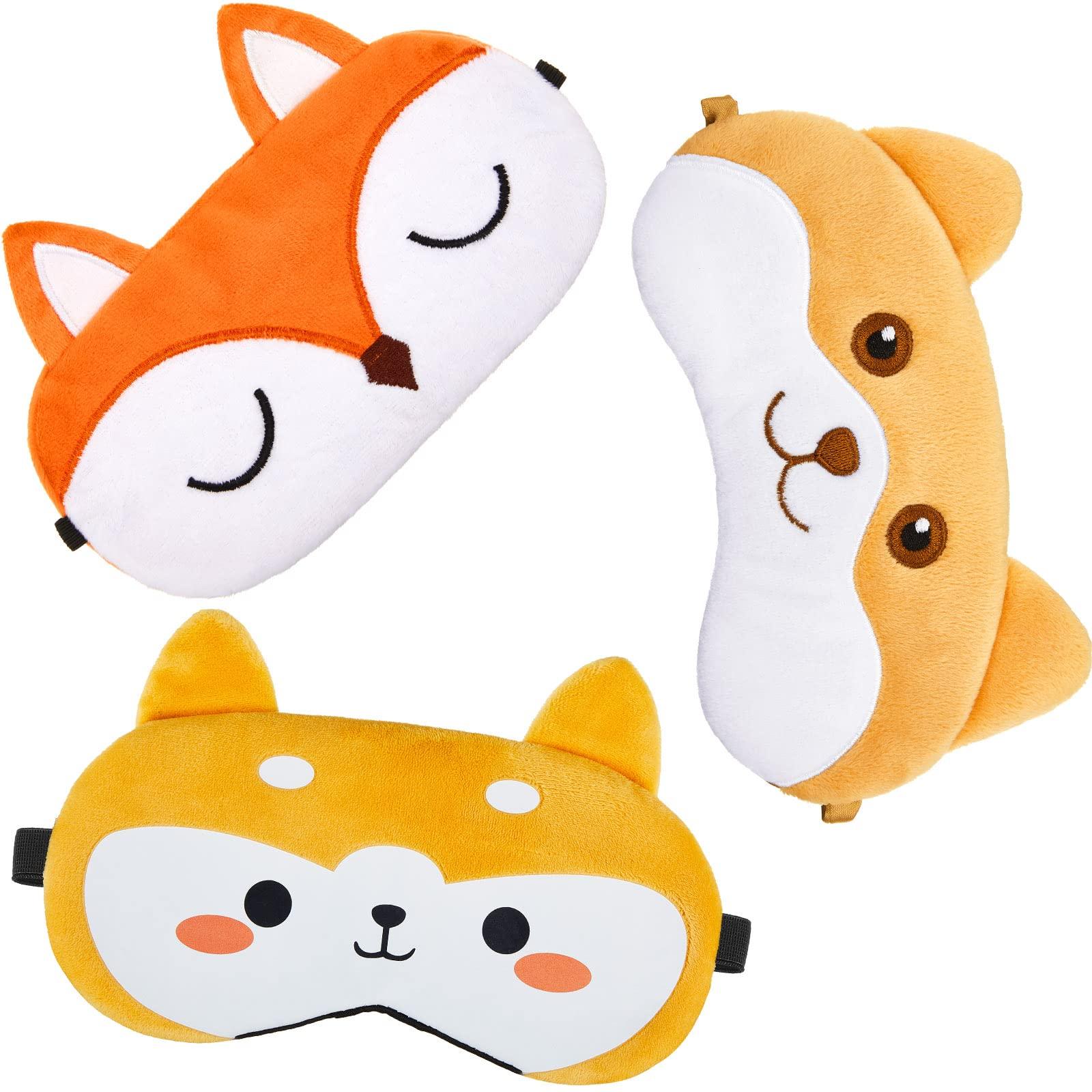 Haysandy Haysandy Cute Eye Mask for Sleeping 3 Pieces Cartoon Dog Face Eye Cover Funny Animal Cat Sleeping Mask Soft Lightweight Night Sleep Kitty Blindfolds for Women Men Kids(Dog, Fox)