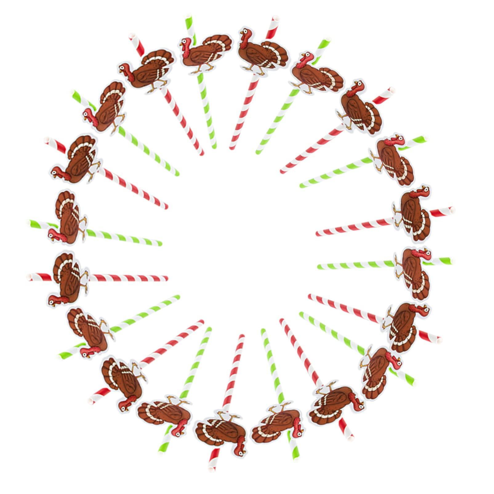 SEWACC 100pcs Thanksgiving Straw Milk Tea Straws Coffee Shop Straws Bar Straws Party Supplies Decorative Straw Beverage Straws Drinking Straws Paper Straws Thanksgiving Party Straws