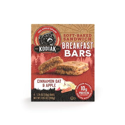 Kodiak Cakes Kodiak Soft Baked Sandwich Breakfast Bar, Cinnamon Oat & Apple, High Protein, 100% Whole Grains, 1 box with 4 bars each (4 bars total)