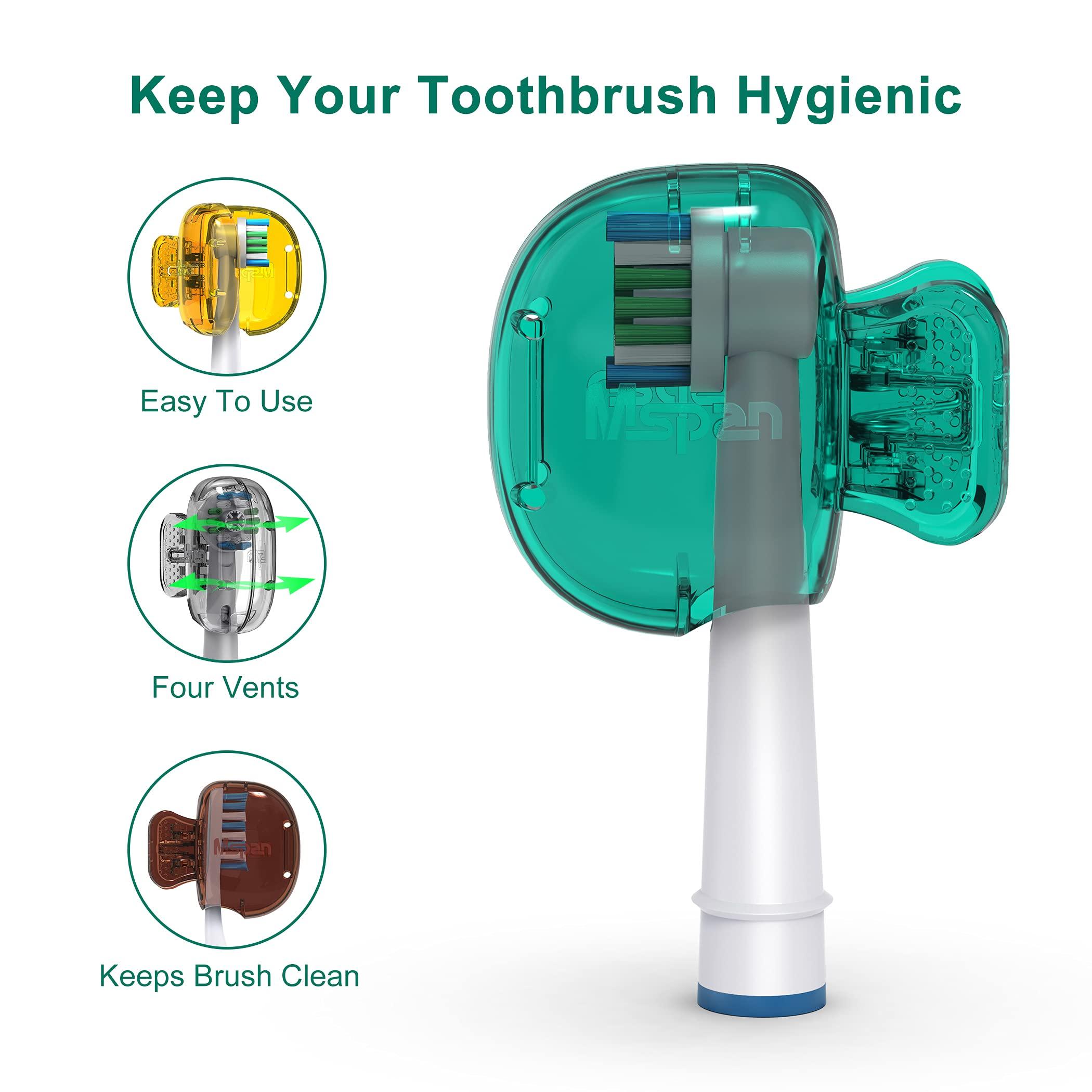 Mspan Mspan Toothbrush Protector Travel Cover: Brush Head Cap Cute Clip Case Bulk Guard - Oral Care Accessories Pod for Kids Adults