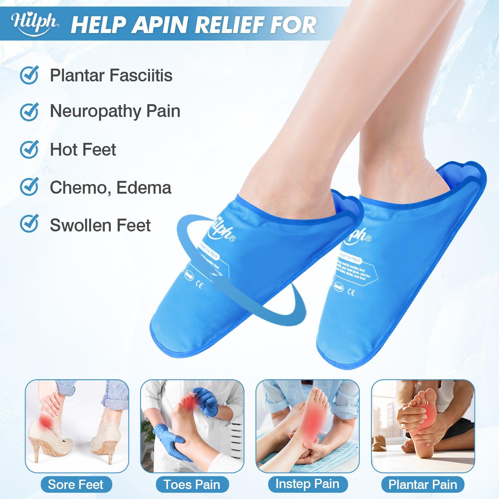 Hilph Hilph Foot Ice Pack Slippers for Plantar Fasciitis 2 Packs, Reusable Hot Cold Packs Gel Ice Slipper for Foot and Broken Toes, Gout, Foot Surgery, Neuropathy, Diabetic, Swollen (Sky Blue)