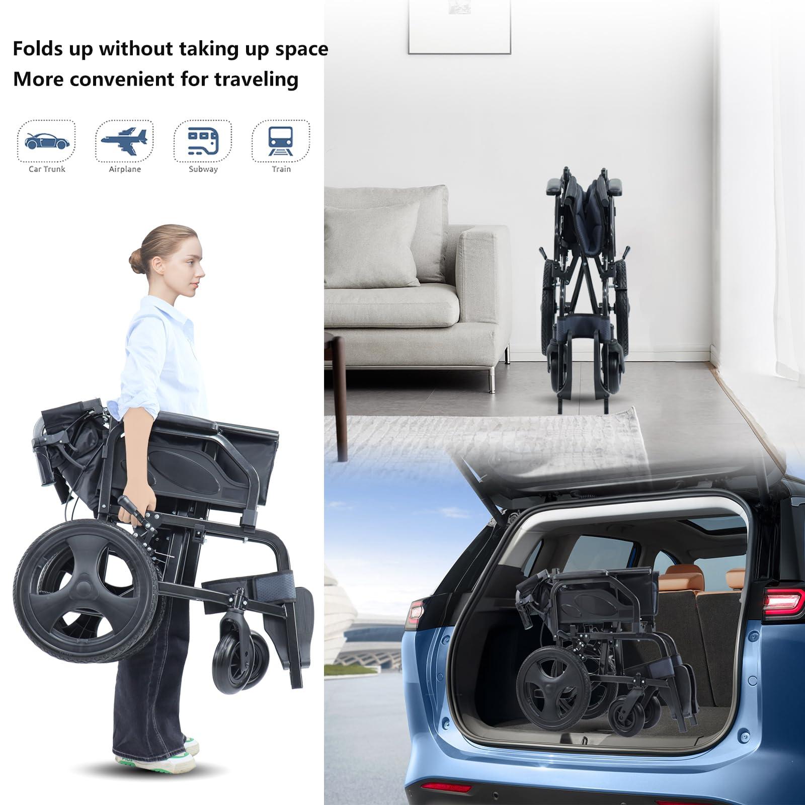 urge medical Lightweight Wheelchair Aluminum Alloy with Handbrakes, Silla de Ruedas for Adults, Durable Square Tube and Flip Up Armrest