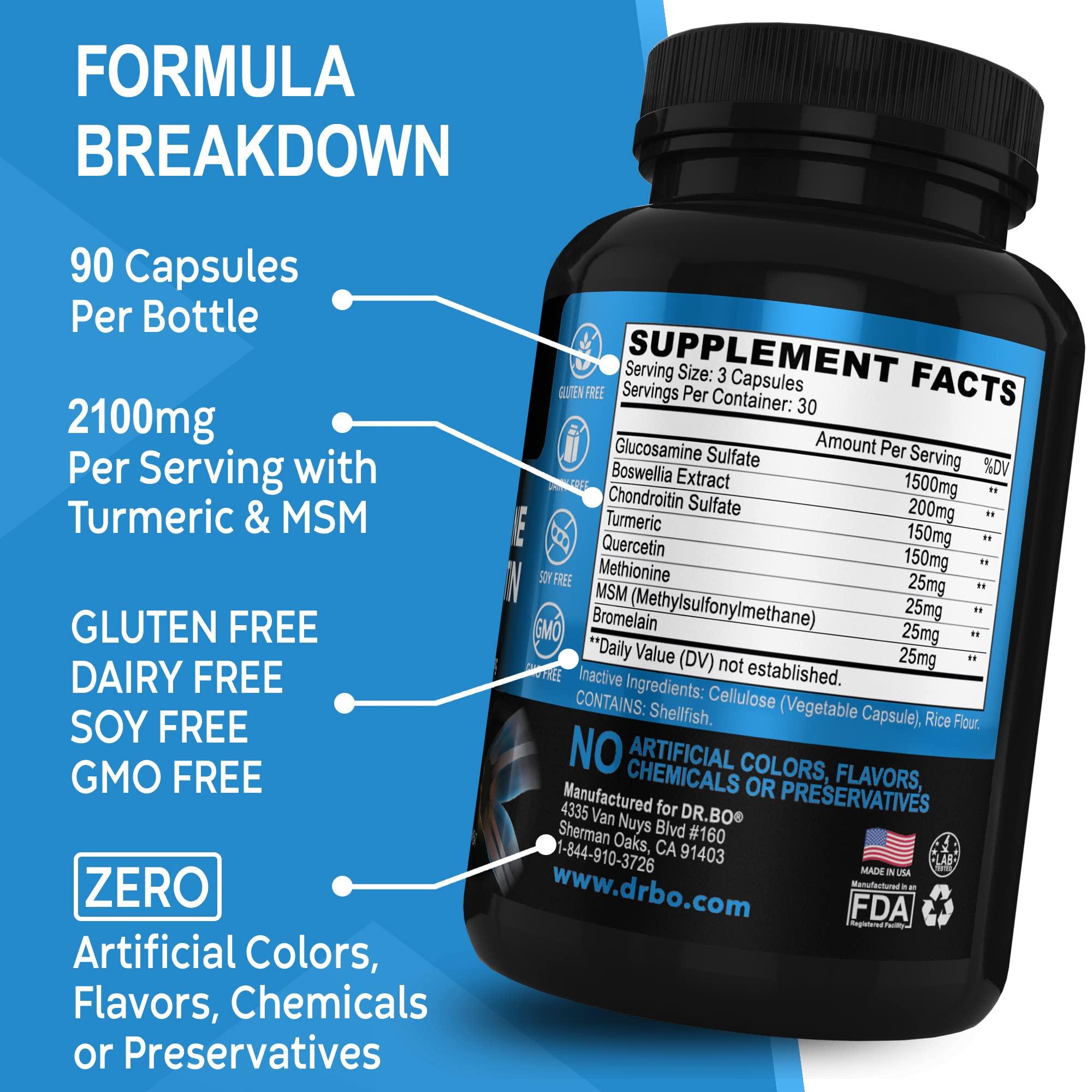 DR. BO Glucosamine Chondroitin MSM Turmeric & Tart Cherry - Joint Health Supplement Knee Bone & Joints, Purge Uric Acid Cleanse Flush Antioxidant Pills - Joint Support Pills & Tart Cherry Extract Capsules