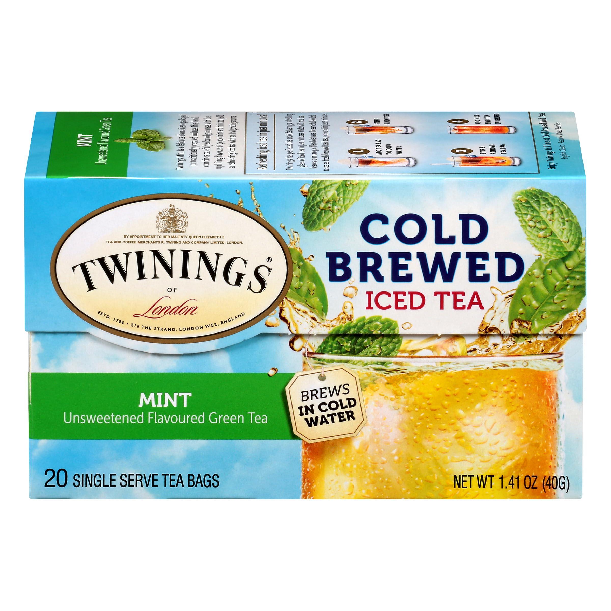 Twinings Twinings Mint Green Cold Brewed Iced Tea Bags, 20 Count (Pack of 6), Unsweetened Flavoured Green Tea, Caffeinated