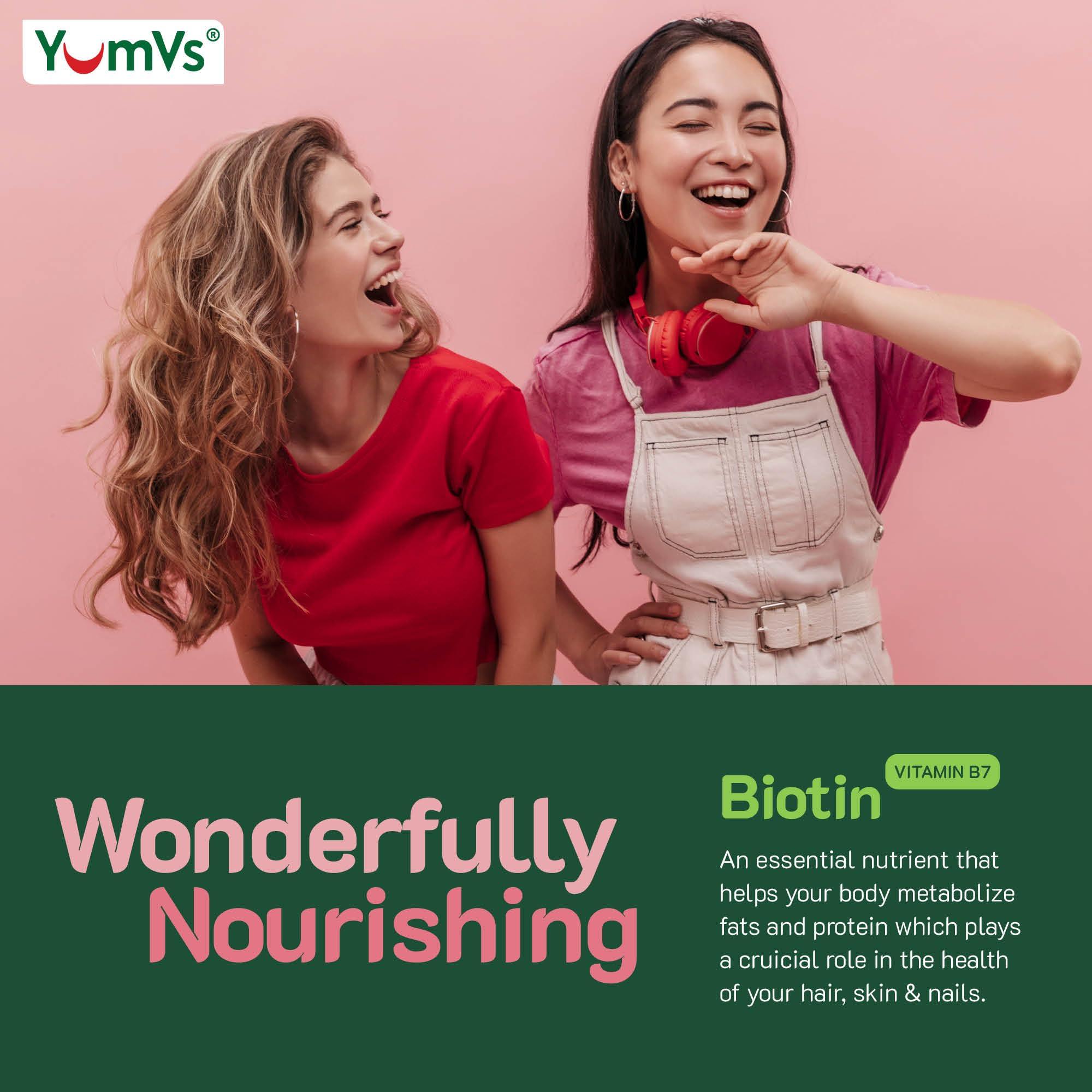 YUM-V'S YumVs Biotin Gummies 5000mcg - Luscious Raspberry Flavor - Thicker Faster Hair Growth Gummies for Women or Men - Hair, Skin & Nails Vitamins - Hair Gummies - Vegetarian Biotin Supplement (60 Ct., 2pk)