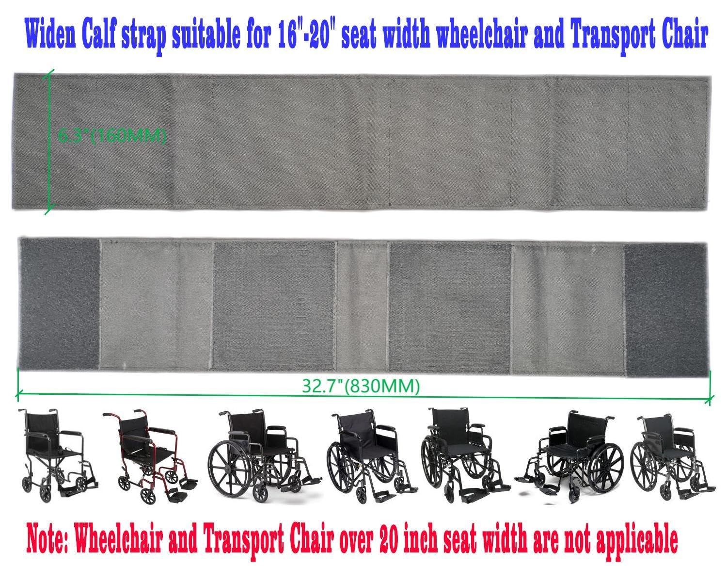 ForconMed Calf Strap for Wheelchair and Transport Chair,16"-20" seat Width Universal,Leg Strap Support Lower Leg,Widened Size:L32.7"*W6.3",Oxford Cloth Material,Wheelchair Universal Replacement Parts 1Ea,Black