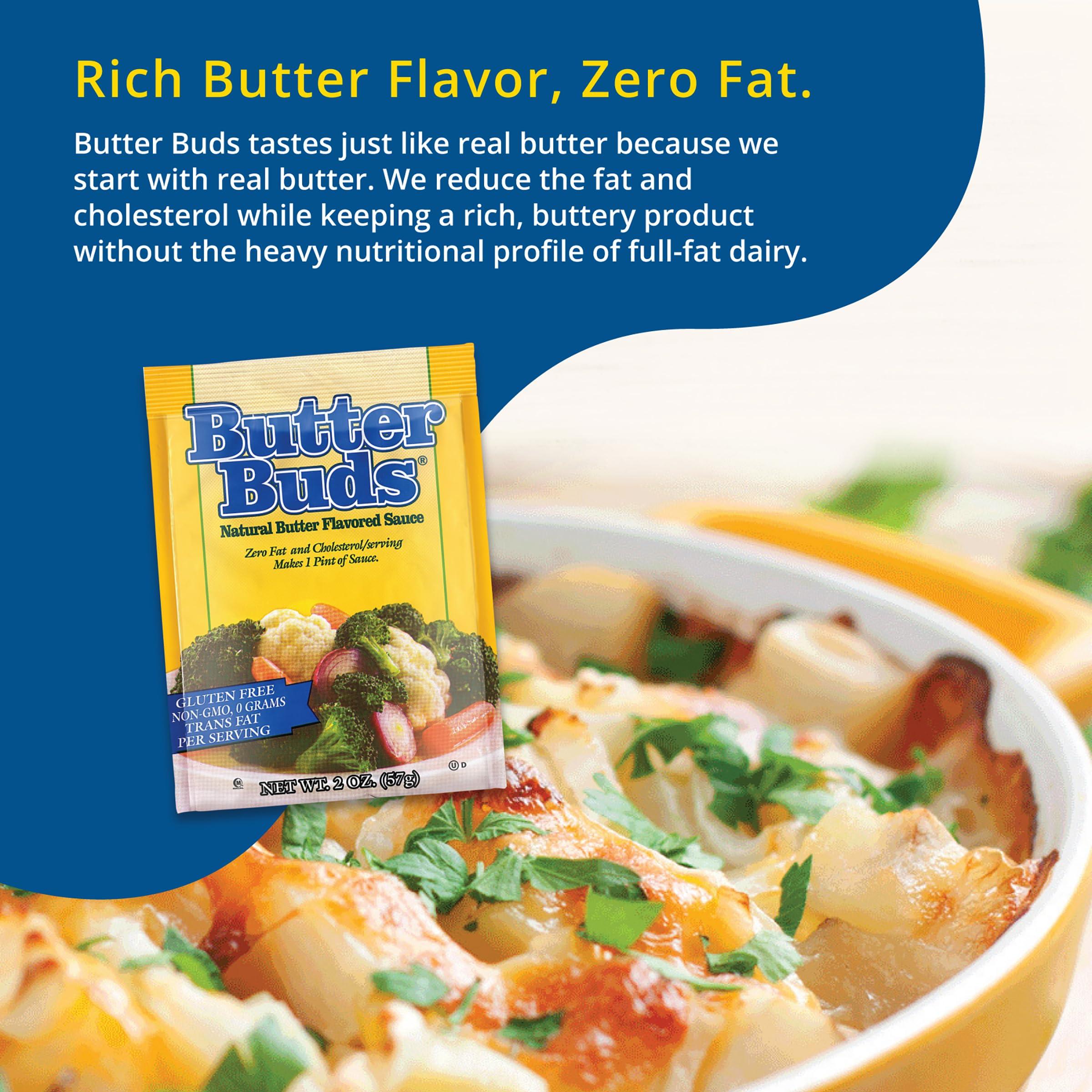 BUTTER BUDS Butter Buds Sauce Mix, 2 Oz (4-Pack) Non-GMO, Gluten-Free Natural Butter Flavored Sauce Made with Buttermilk, 0 Fat, 0 Cholesterol