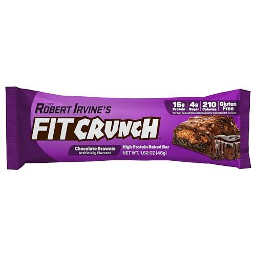 Fit Crunch FITCRUNCH Snack Size Protein Bars, 6-Layer Baked Bar, 4g of Sugar, Gluten Free & Soft Cake Core (9 Bars, Chocolate Brownie)