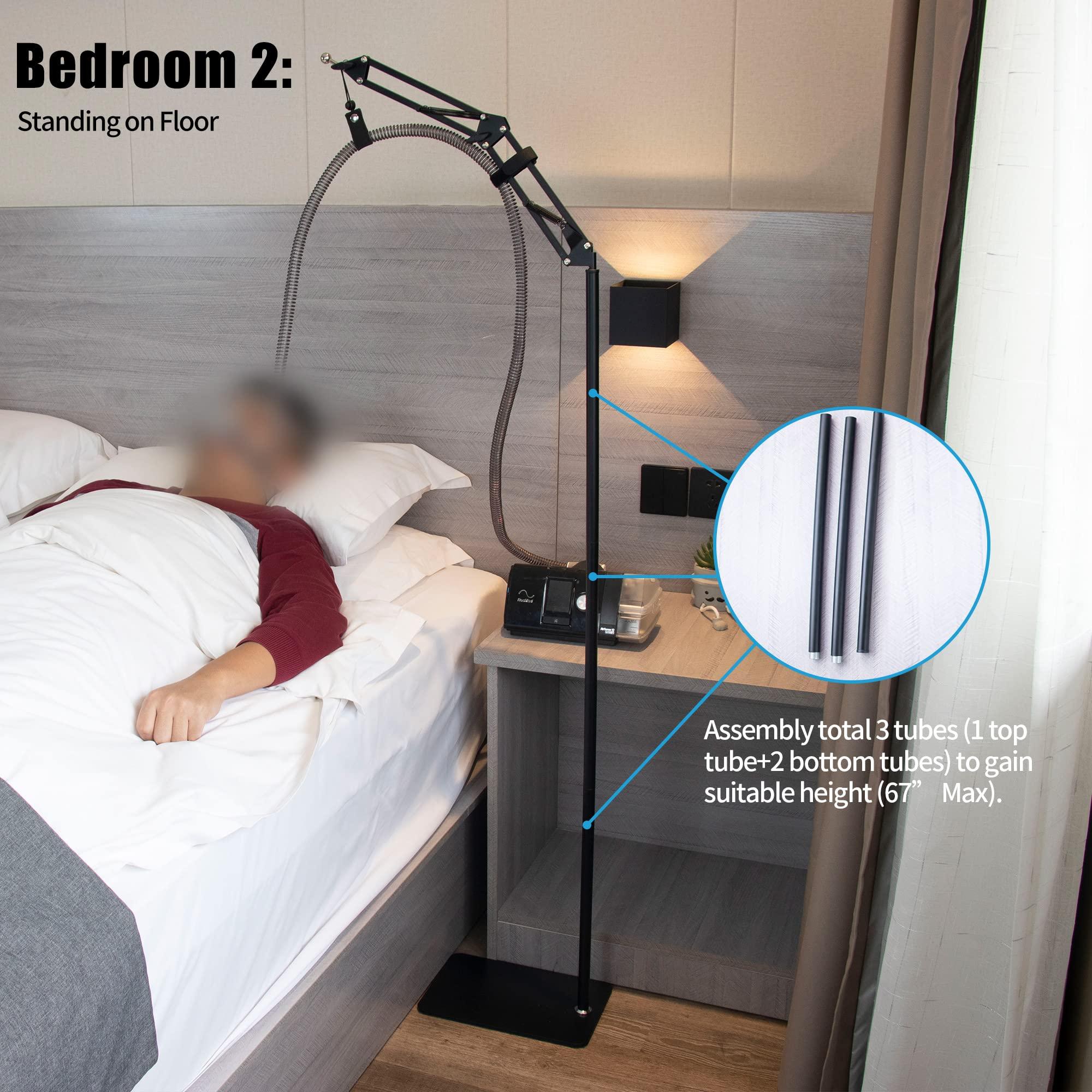 JAKIA CPAP Hose Tube Holder Lifter Clamp Clip Hook Support Bedside Storage Kit_Metal Structure Strong_5.6 ft Max High_Angle Height Adjustable_Prevent Hose Loose Tangle Air Leakage During Sleep