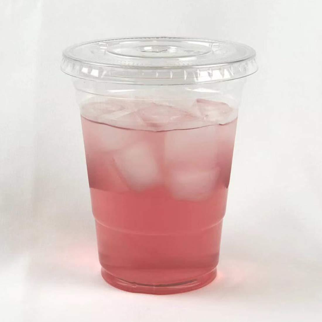 Royal Packaging suppliers Royal Packaging suppliers 100sets 16oz. Plastic Ultra Clear Cups with flat lids is for cold drinks like iced coffee, Bubble Tea, Frozen Cocktails, water, Sosa and jucies