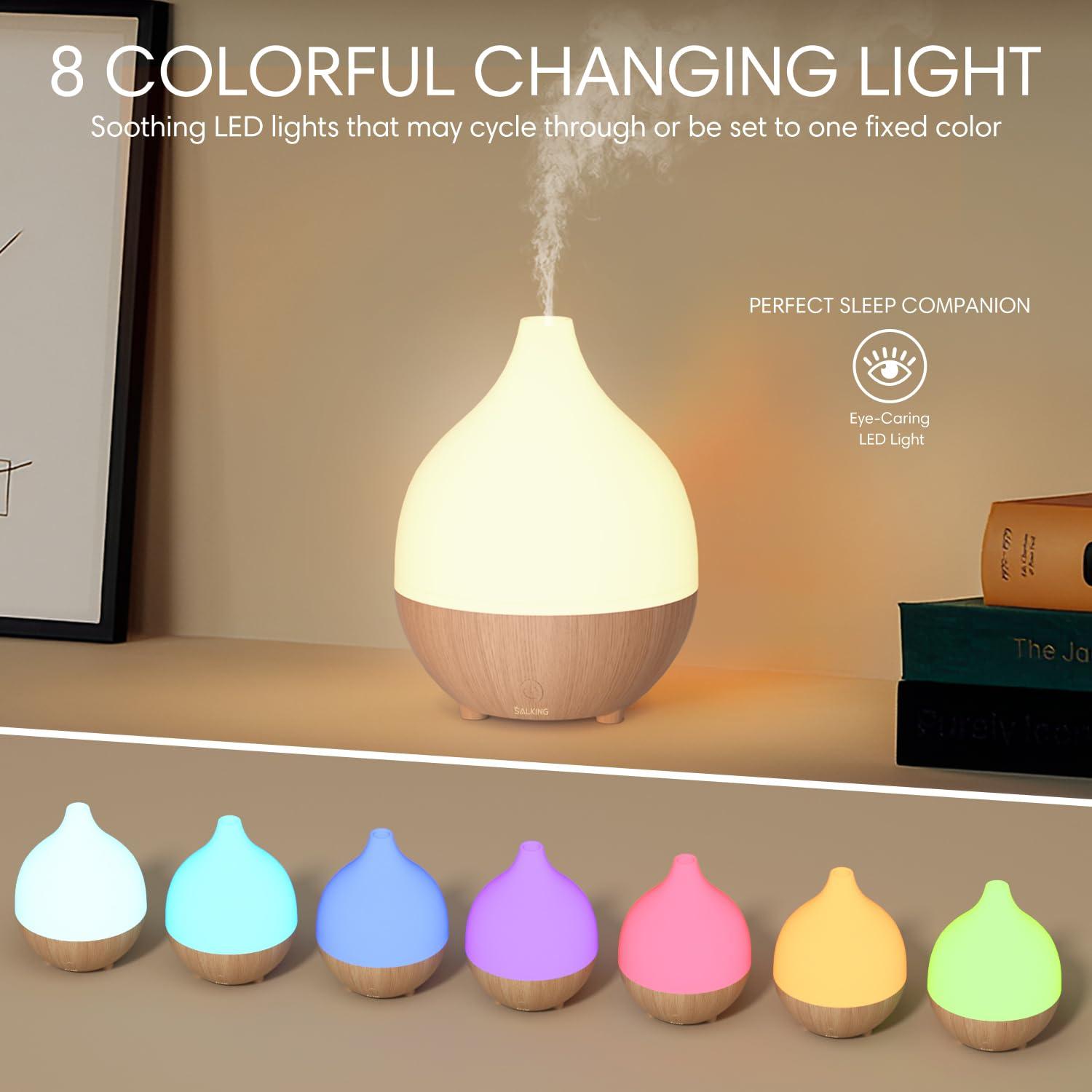 SALKING SALKING Essential Oil Diffuser (Set of 2), 100ml Small Aromatherapy Diffuser with Auto Shut-Off, Ultrasonic Diffusers for Essential Oils, Cool Mist Humidifier with Warm White Lights, for Office Home