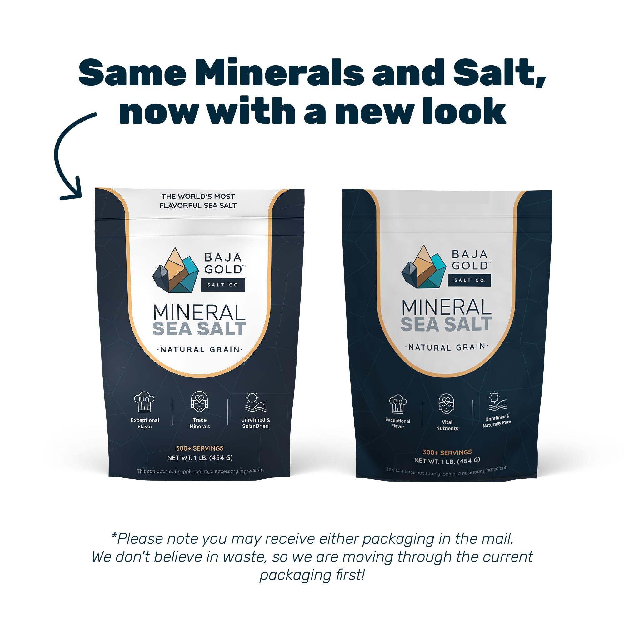 Baja Gold Baja Gold Mineral Sea Salt - Pure & Organic Natural Grain Salt for Cooking & Baking | Low Sodium, Authentic Baja Salt | Ideal for All Culinary Creations | 1 lb. Resealable Bag, 300+ Servings