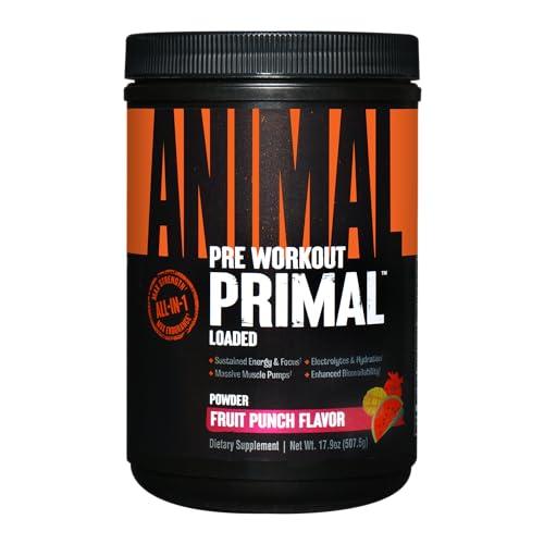 Animal Animal Primal Muscle Hydration + Preworkout Powder Contains Beta Alanine, 3DPump, Caffeine & Electrolytes Improves Energy, Focus, Endurance & Absorption Fruit Punch Flavor, 17.9 oz
