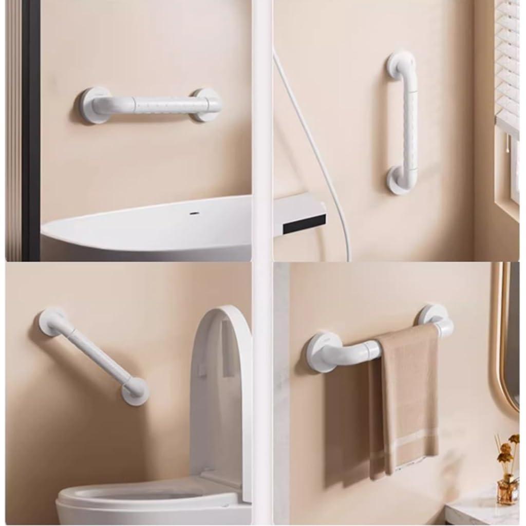 LAJUU Stainless Steel Grab Bars White Anti Slip Shower Handle Bathroom Balance Bars Grab Bar Hand Rail Support Assist Bath Handles for Handicap Elderly Injury (Size : 38cm)