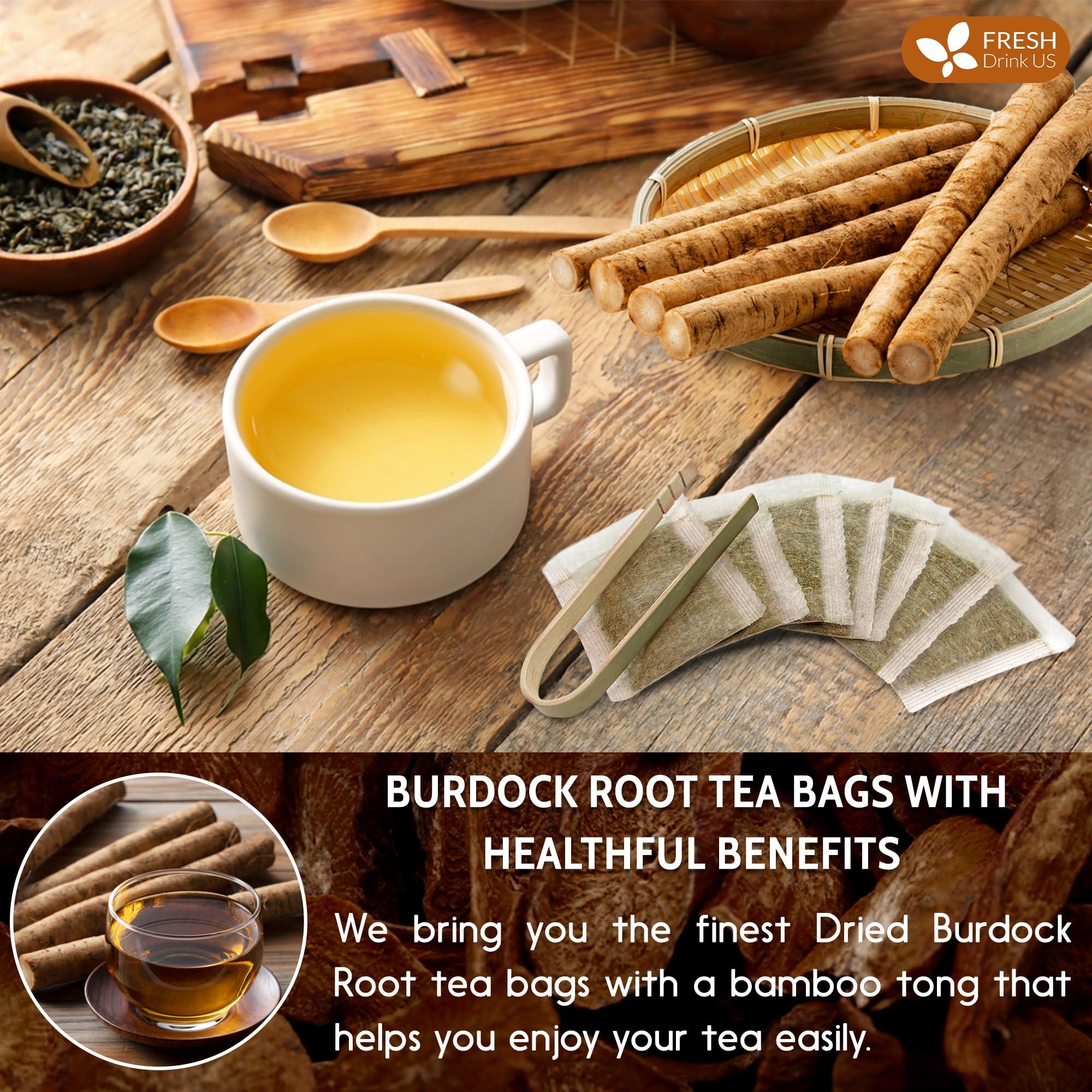 FRESHDRINKUS FreshDrinkUS, Premium 40 Burdock Root Tea Bags, 100% Natural & Pure from Burdock Root. Burdock Root Herbal Tea. Made with Natural Material Tea Bags. No Sugar, No Caffeine, No Gluten, Vegan.