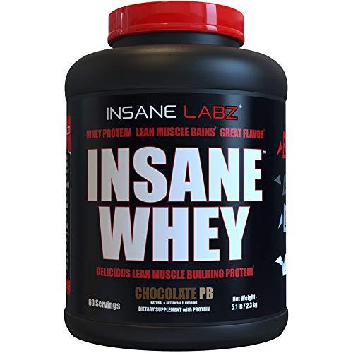 Insane Labz Insane Labz Insane Whey,100% Muscle Building Whey Protein, Post Workout, BCAA Amino Profile, Mass Gainer, Meal Replacement, 5lbs, 60 Srvgs (Packaging May Vary) (Chocolate Peanut Butter)