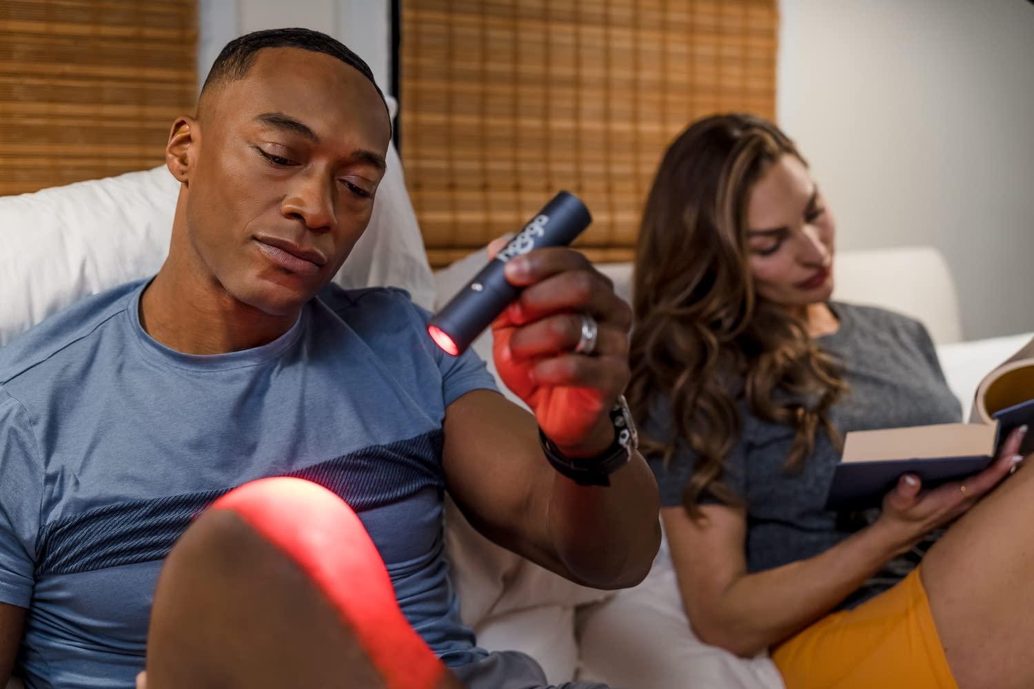 hooga Hooga Red Light Therapy Torch Device for Cold Sore, Nose, Blisters, Healing, Pain Relief for Lips Mouth Nose Ear Knee Feet Hands Joint Muscle Pain, 3-in-1 Blue, Red, Near Infrared