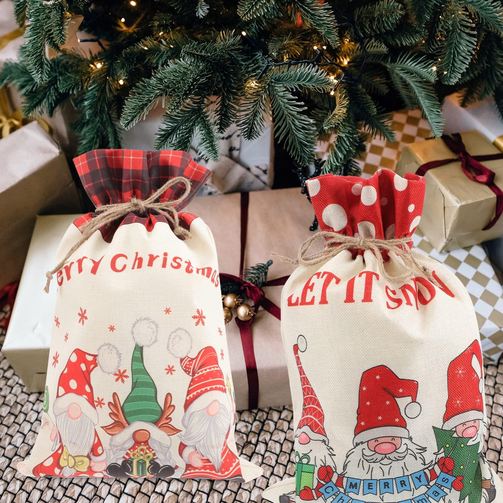 Gadpiparty Gadpiparty 2pcs Cartoon Bag Jewelry Bags Chrismas Bags Prensents Bag for Xmas Christmas Santa Pouches Burlap Bag Xmas Party Favor Bag Linen Sack Drawstring