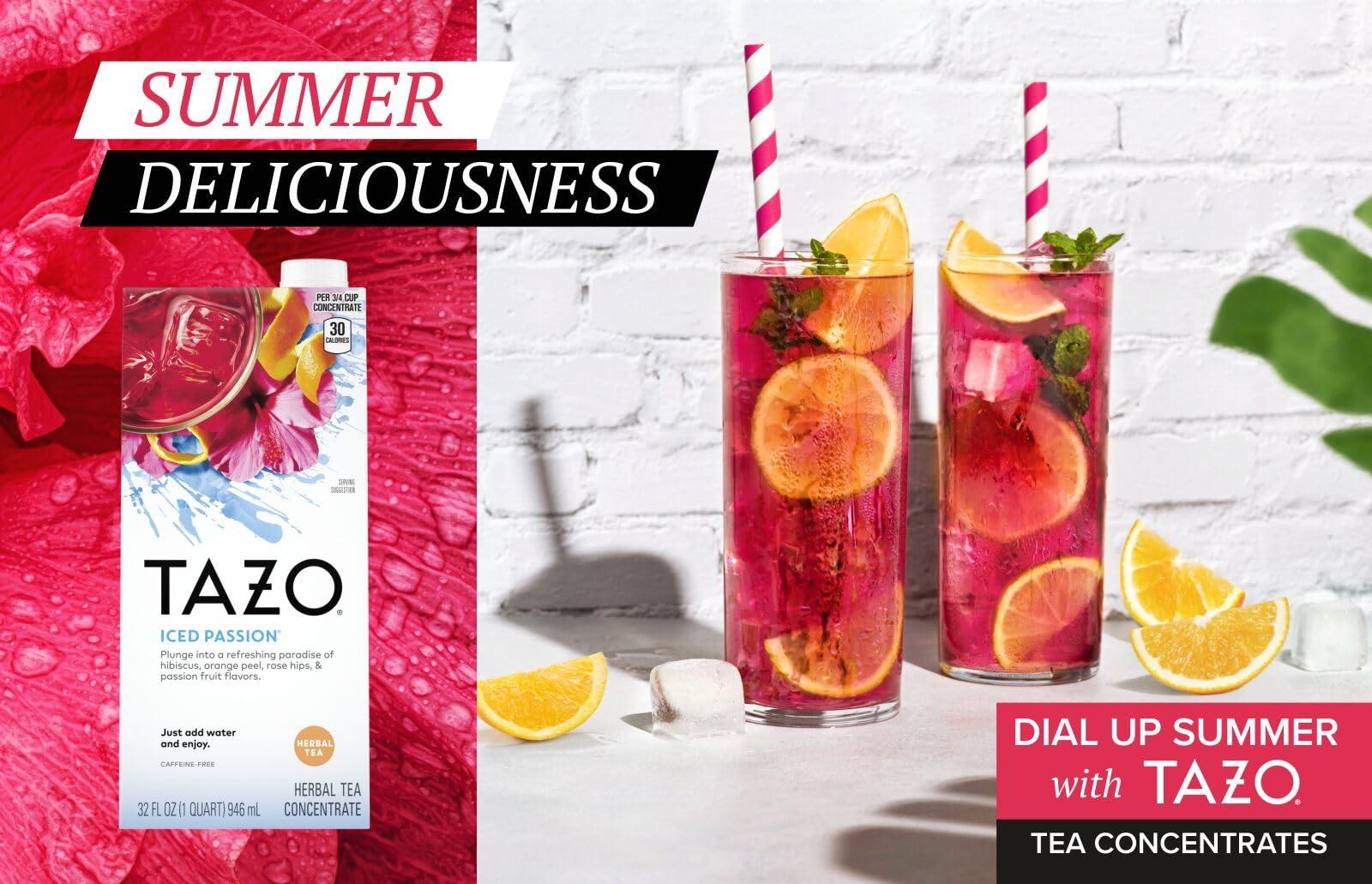 TAZO Tazo Concentrate For a Refreshing Cup of Tea Iced Passion Served Iced, Caffeine Free 32 oz