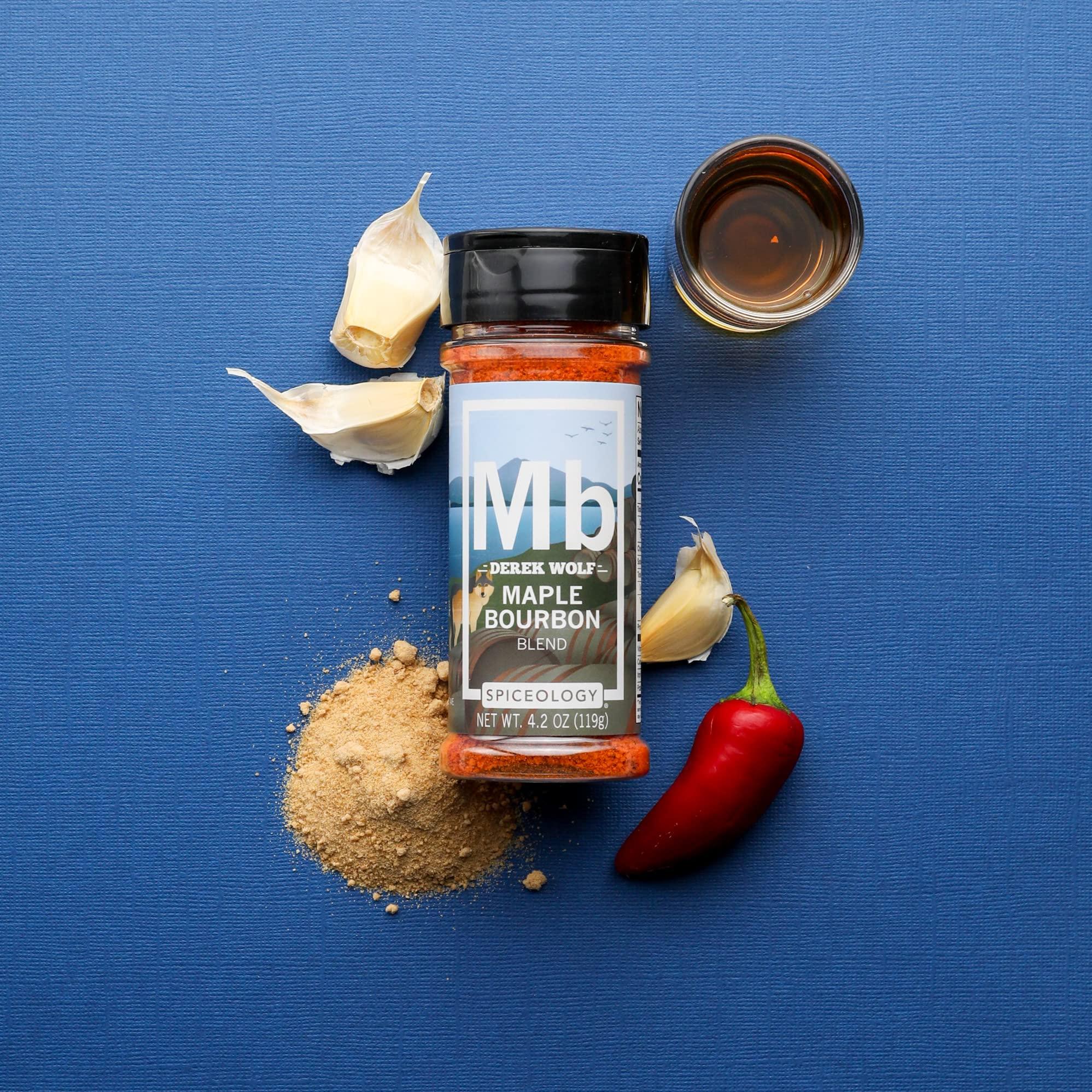 Spiceology Spiceology & Derek Wolf - Maple Bourbon Seasoning - Sweet & Smoky Barbeque Rubs, Seasonings and Spice Blends - Use On: Ribs, Pork Shoulder, Beef, Bacon, Chicken Wings, Popcorn, Scallops or Duck Breast - 4.2 oz
