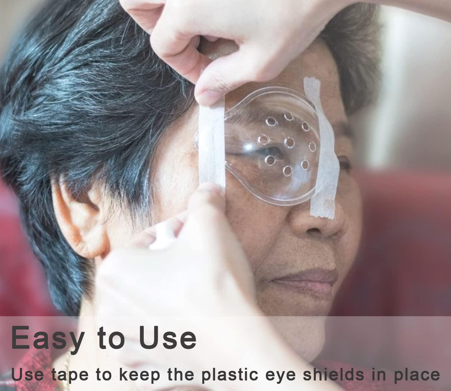 Vandorla Vandorla Eye Shield, 4 Pcs Plastic Eye Shield Eye Patch for Eye Surgery Covering Breathable After Surgery Eye Protection with 1 Roll Tape & 4 Elastic Rope, Clear