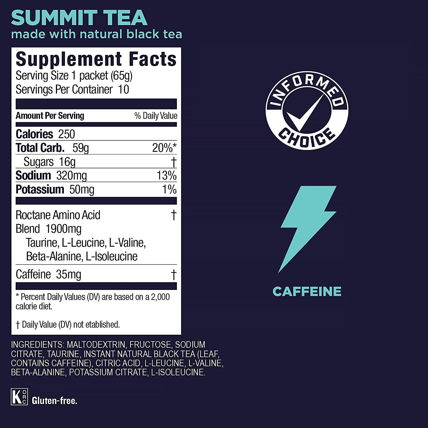 GU Energy GU Energy Roctane Ultra Endurance Energy Drink Mix, Vegan, Gluten-Free, Kosher, and Dairy-Free n-the-Go Energy for Any Workout, 10 Single-Serving Packets, Summit Tea