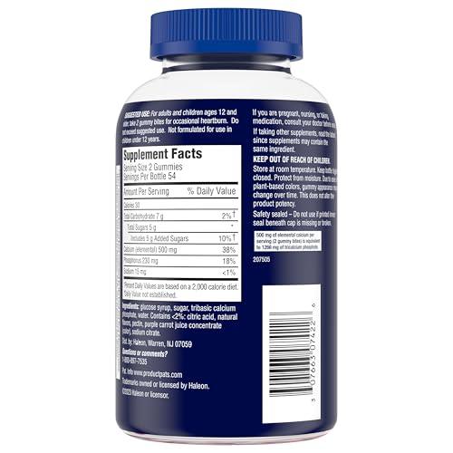 TUMS TUMS Gummy Bites Dietary Supplement for Occasional Heartburn Relief, Upset Stomach and Acid Indigestion, Great for a Summer BBQ - Cherry Berry Burst - 108 Count