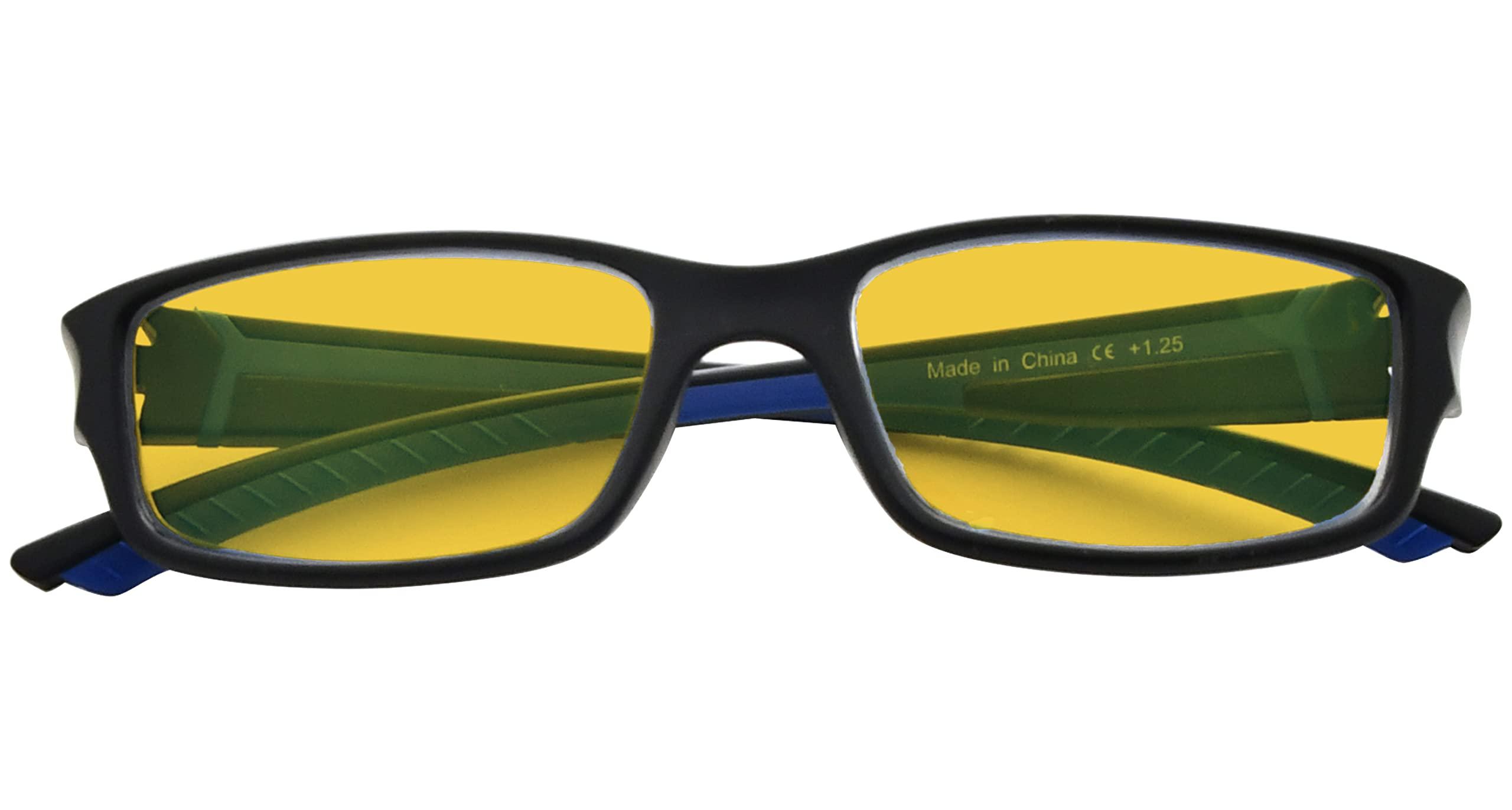 BLUELESS BLUELESS Blue Light Blocking Reading Glasses Men Women 5-Pack Computer Readers Amber Tinted +1.25