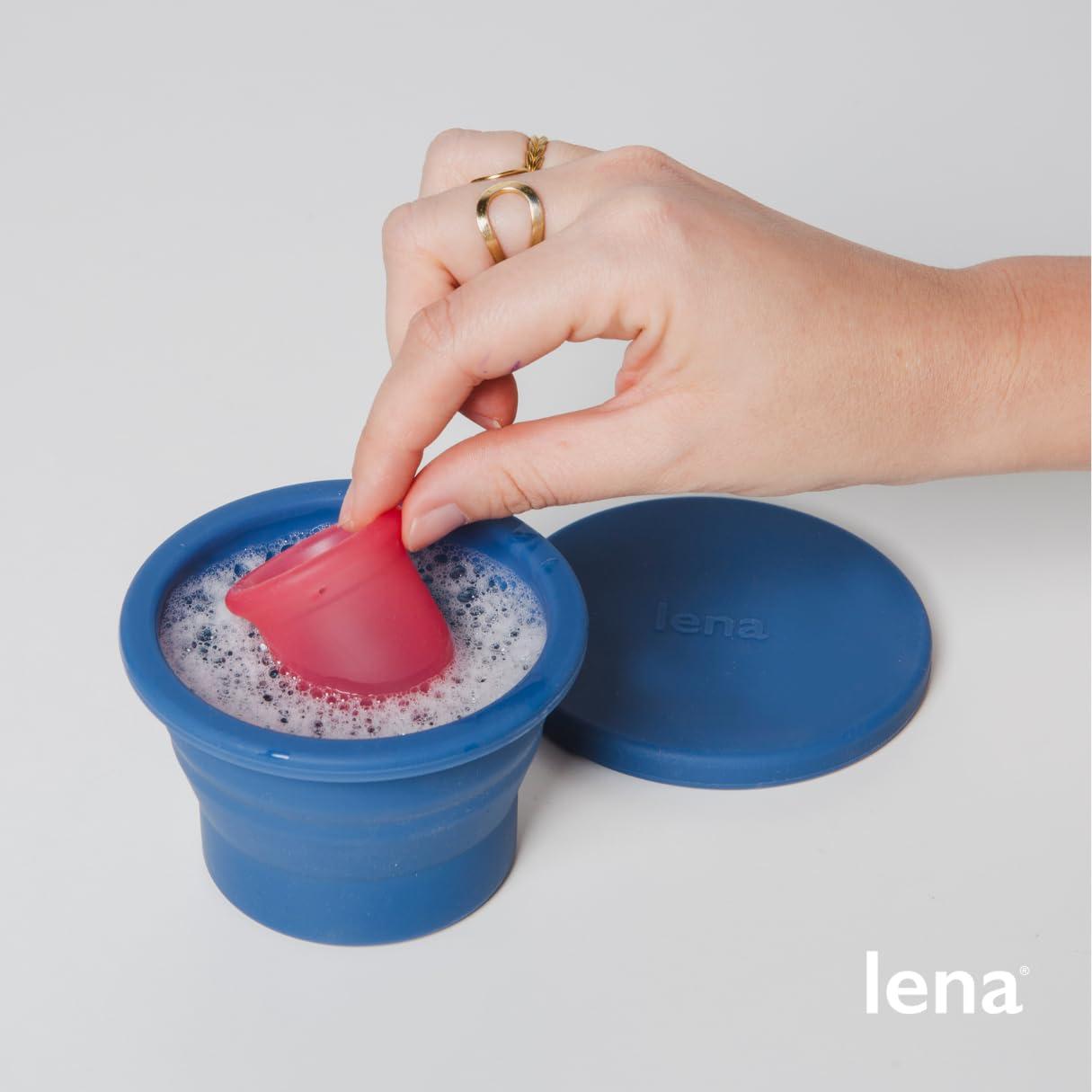 Lena Lena Menstrual Cup Sterilizer Case, Compact, Collapsible Silicone Container for Cleaning Period Cup & Menstrual Disc, Travel, Home and Dorm, Menstrual Cup Cleaner, Feminine Care, Light Purple