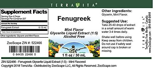 TerraVita Fenugreek Glycerite Liquid Extract (1:5) - Mint Flavored (1 oz, ZIN: 522466)