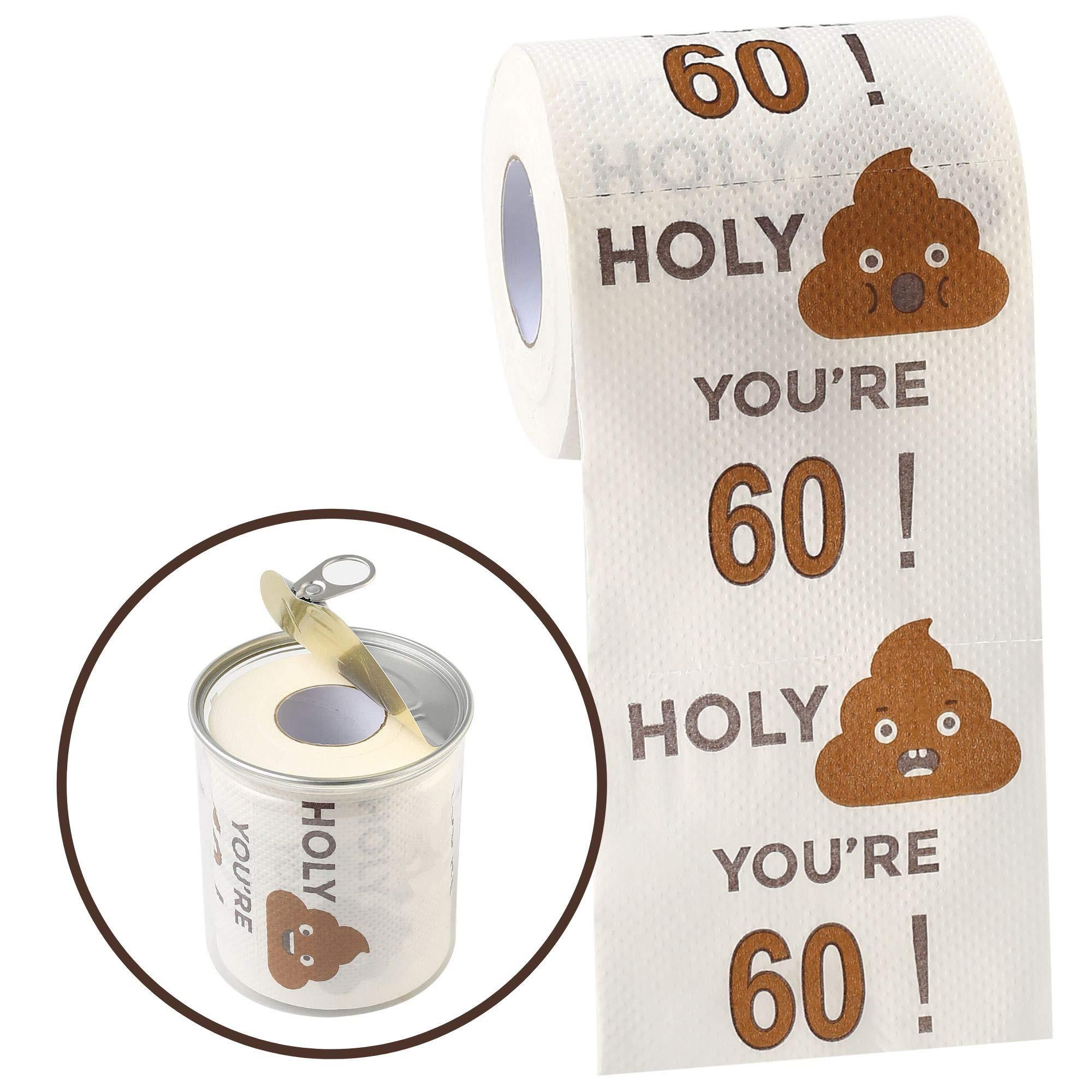 Winoo Design Happy 60th Birthday Gifts for Women and Men - 3-Ply Funny Toilet Paper Roll, Birthday Decorations for Him, Her, Novelty, Gag Funny Gift
