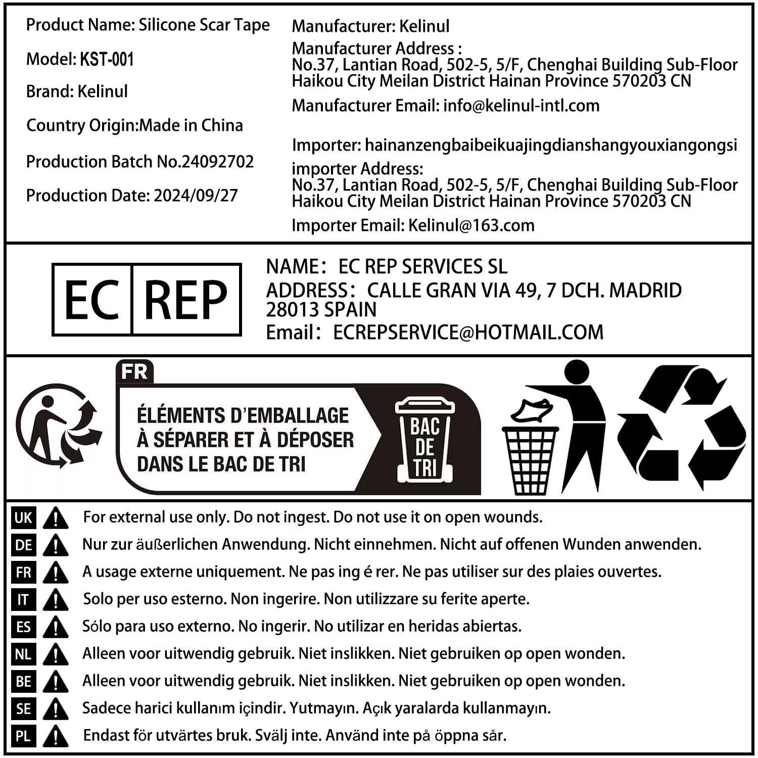 Kelinul Silicone Scar Sheets(1.6\'\' x 60\'\'Roll-1.5M) - Soft Silicone Gel Scar Tape Painless Silicone Tape Roll - Reusable, Medical Grade Silicone Scar Removal Strips for C-Sectio