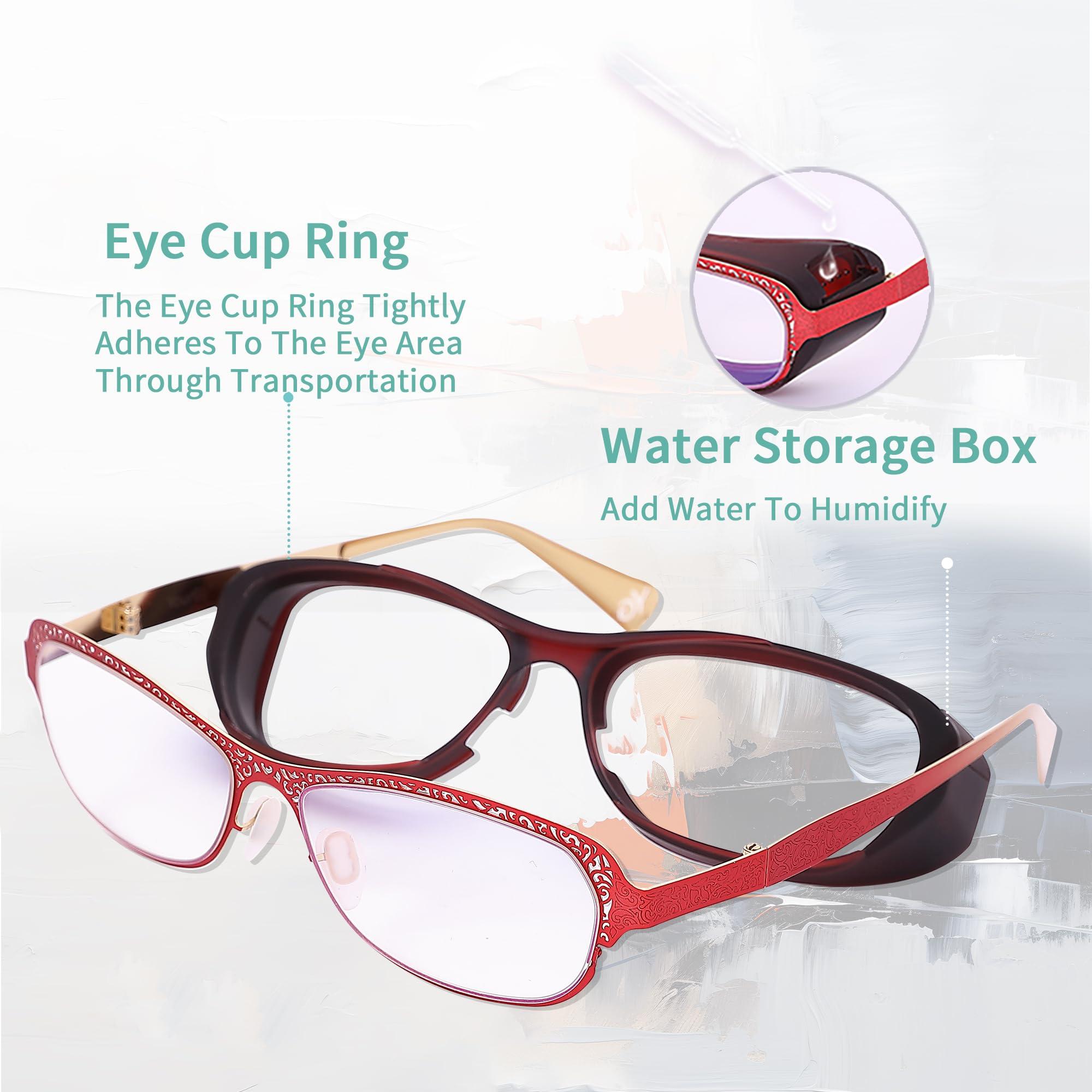 Yourga Yourga Moisture Chamber Glasses for Dry Eyes, Blue Light Blocking, Moisture Chamber Goggles with Stainless Steel Frame, Anti-Pollen, Aviod Allergens, Indoor or Outdoor for Men/Women(Red)